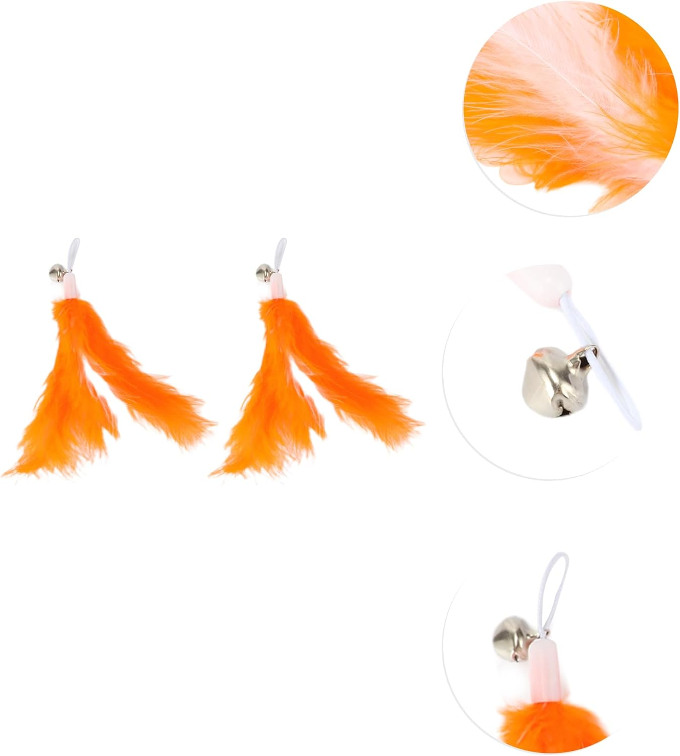 CAPASTEC 2Pcs Feather Cat Stick Replacement for Pet Interaction Orange White image number 2
