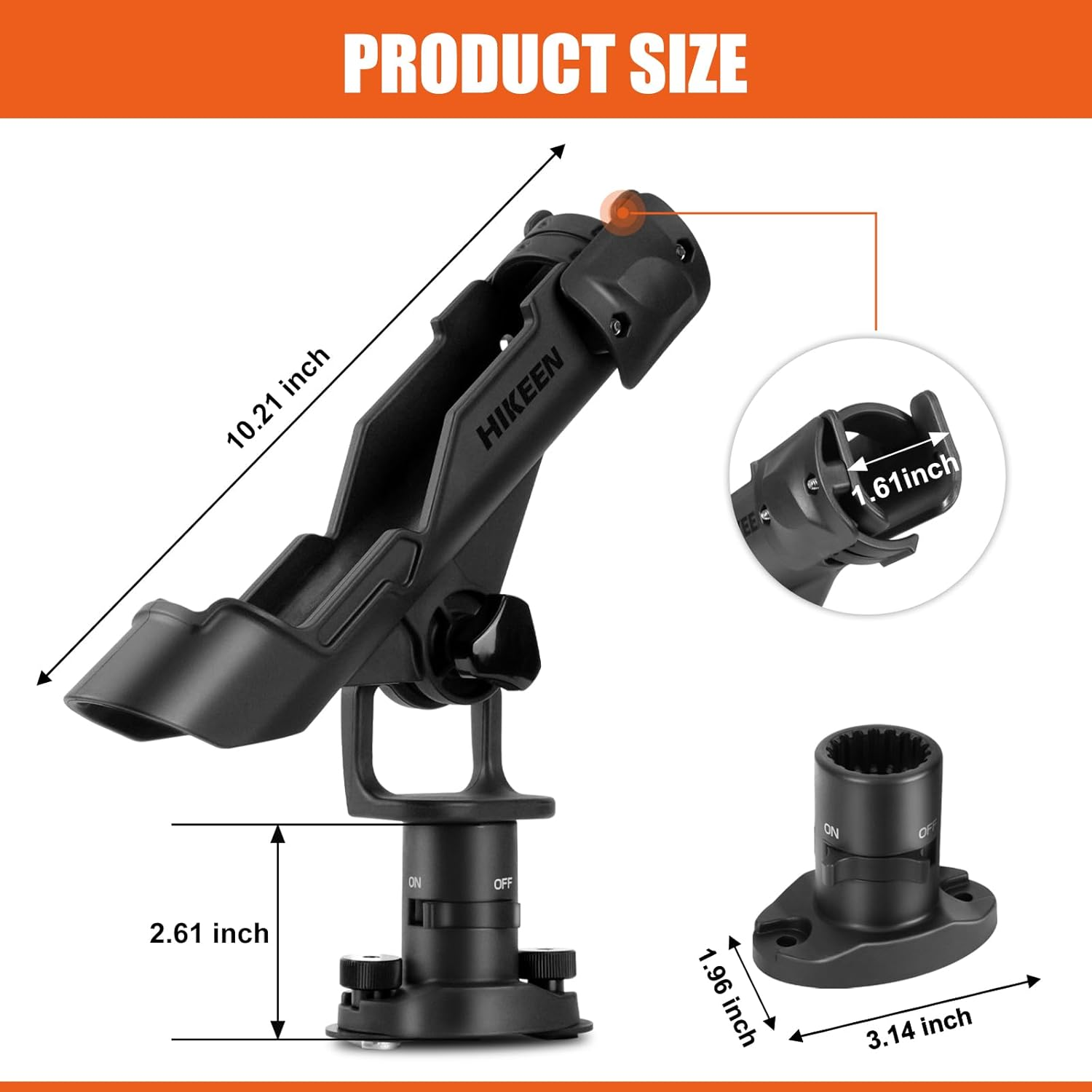 Hikeen Kayak Fishing Rod Holder, Fishing Boat Rod Holder with T-Shaped Screw Mounted on the Rail or Kayak, Fishing Boat, 360 Degree Adjustable Fishing Pole Holders, 1 Pack image number 6