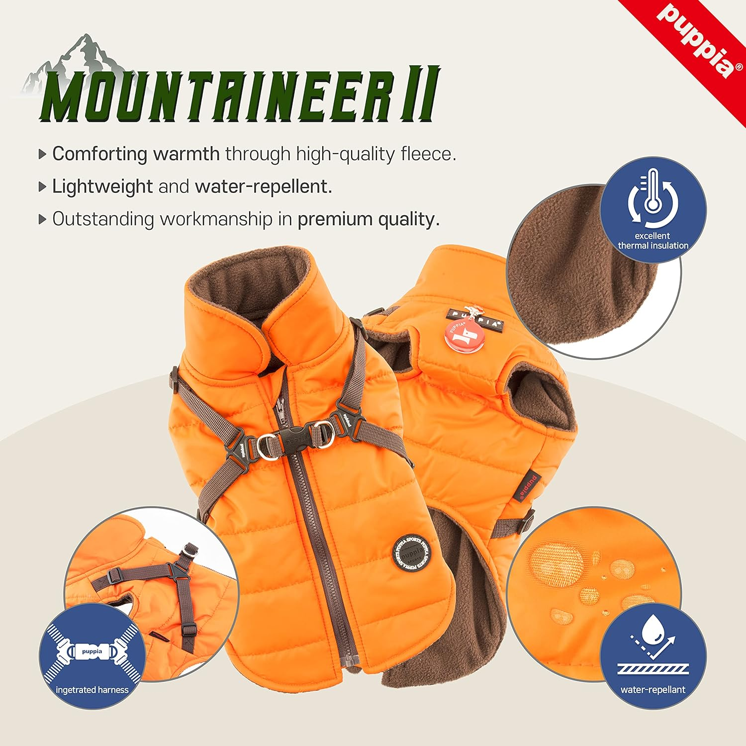 Puppia Mountaineer Ii Beige XL Dog Coat - 3170 G