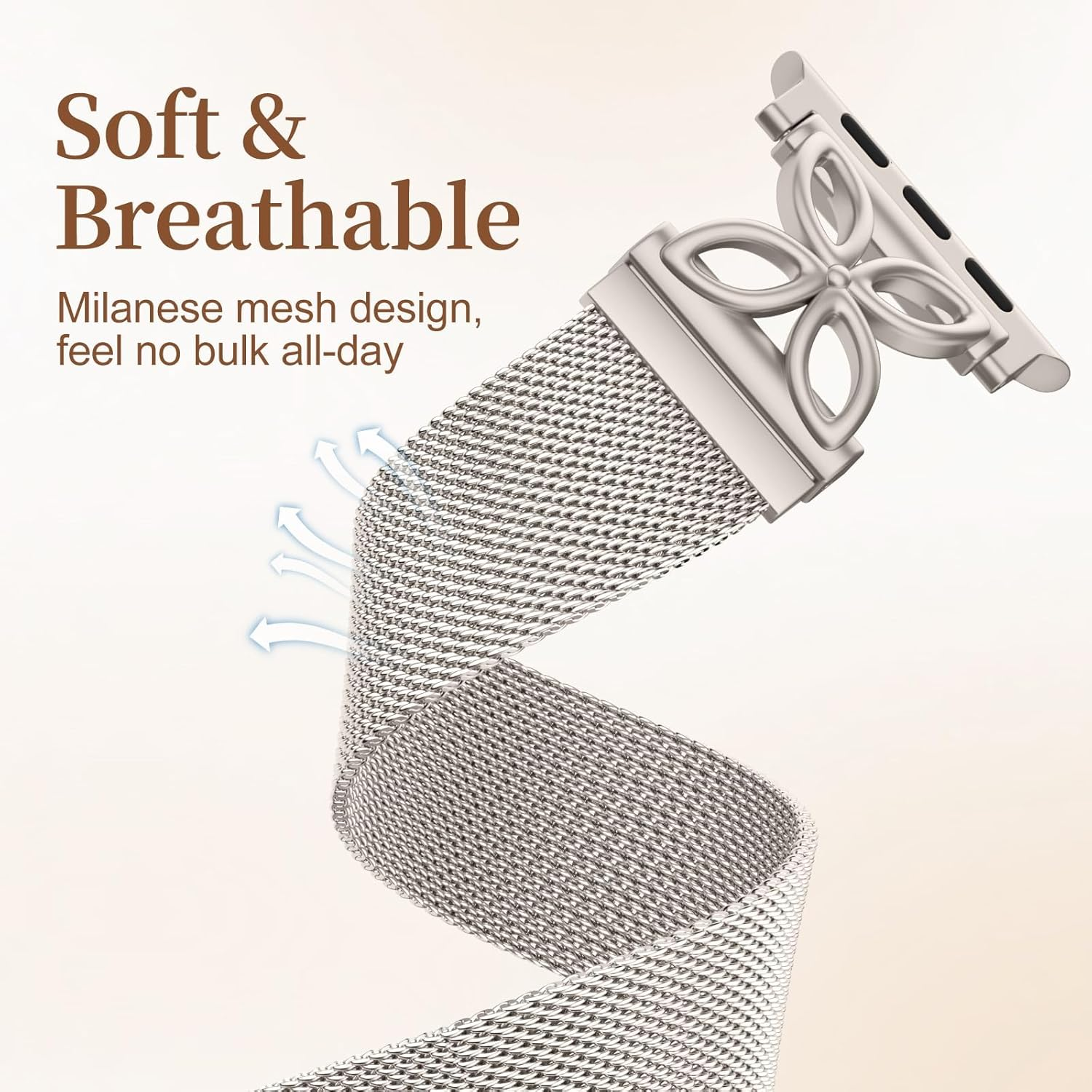 Witzon Mesh Loop Compatible with Apple Watch Bands for Women 40Mm 41Mm 42Mm 44Mm 45Mm 46Mm 49Mm 38Mm Series 10 9 8 7 6 5 4 3 2 1 SE, Metal Stainless Steel Magnetic Strap for Iwatch Bands image number 5