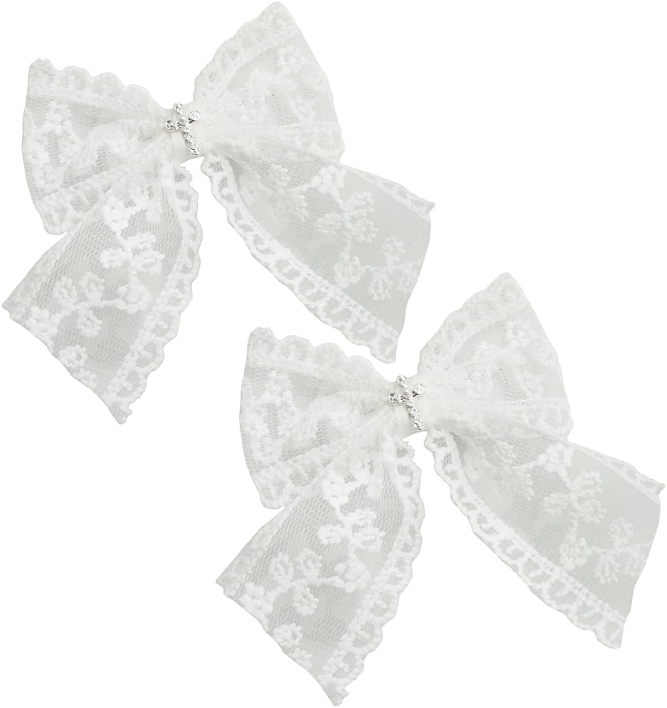 Baptism off White Satin 1.7 Inches Mini Bows with Delicate Cross Small 1.4 Inches Alligator Clip