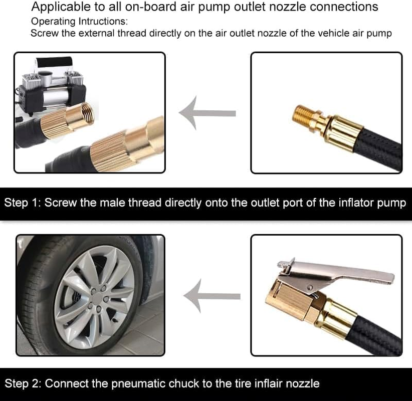 Tire Inflator Extension Tube Tyre Pump Quick Inflation Chuck Adapter Hose Quick-Inflation Clip Connector, 1Pc Tire Inflator Extension Tube Tyre Pump Quick Inflation Chuck Adapter Hose Connector image number 4
