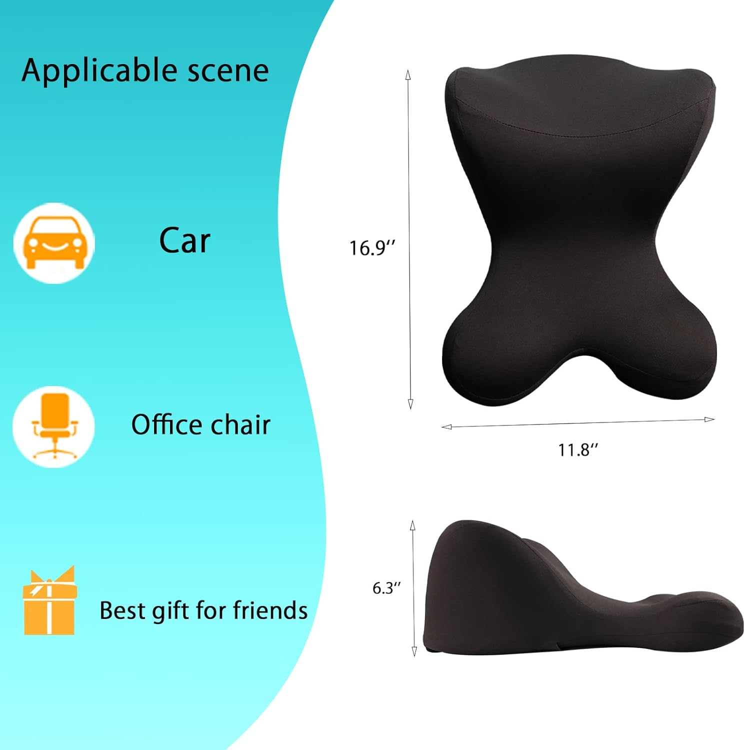 Newsty Car Neck Pillow for Driving Seat Memory Foam Car Headrest Pillow with Adjustable Strap Removable Cover Ergonomic Design Neck Support for Car, Office Chair, Gaming Chair Thoughtful Gift(Black) image number 3
