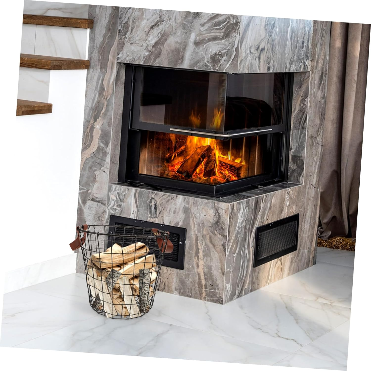 Large Capacity Firewood Basket Wrought Iron Storage Camping Supplies Outdoor Decor image number 6