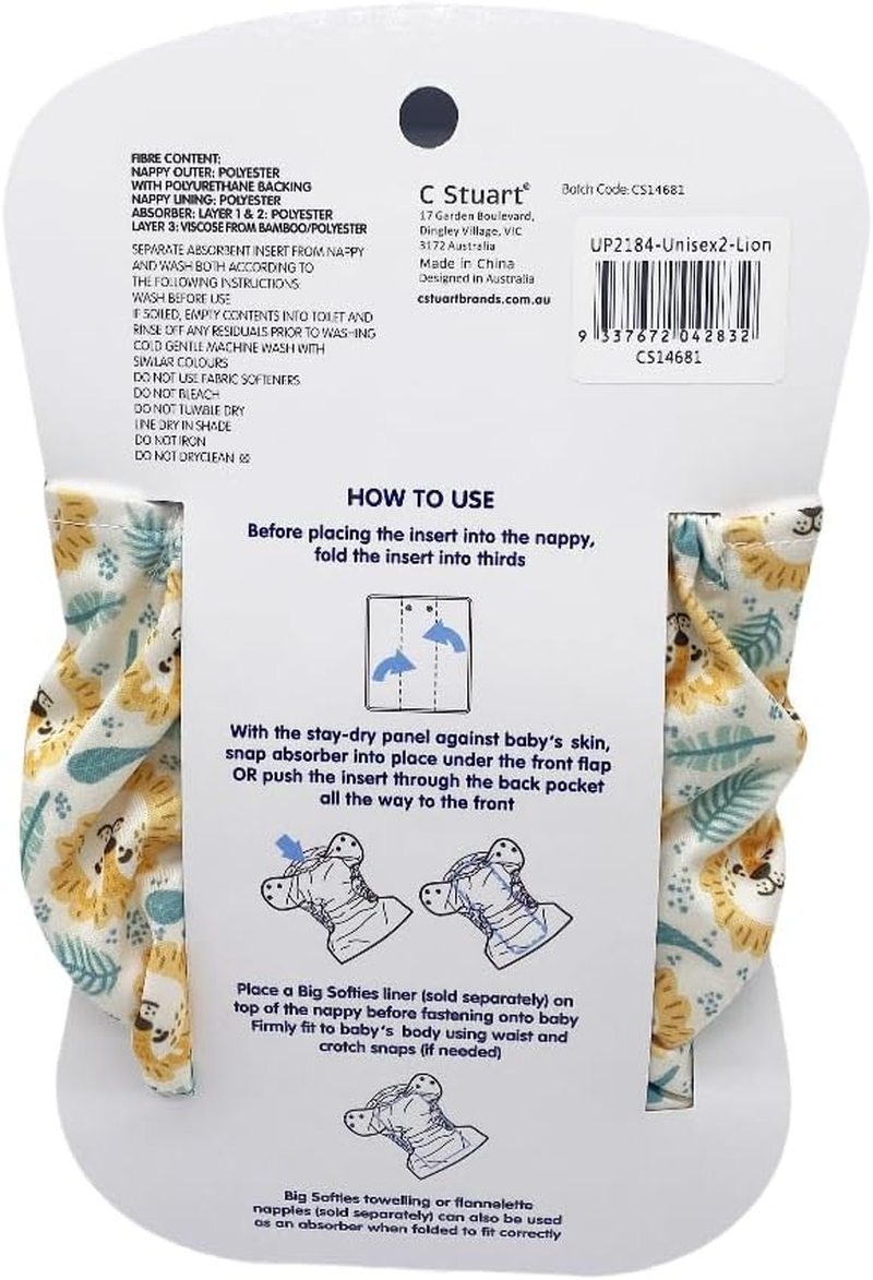 Big Softies Reusable Nappy with Insert Absorber-Lion image number 3