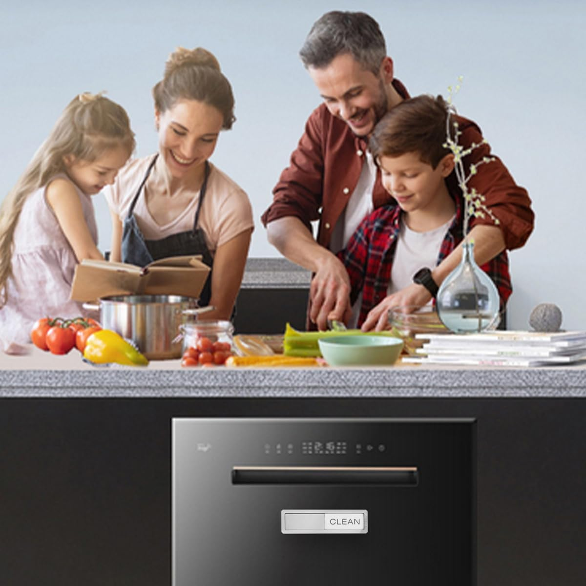 VOSO Dishwasher Magnet Clean Dirty Sign, Non-Scratch Strong Magnetic Backing, Double-Sided Adhesives Stickers Included, Sliding Dishwasher Indicator Suitable for Kitchen Dishwashers