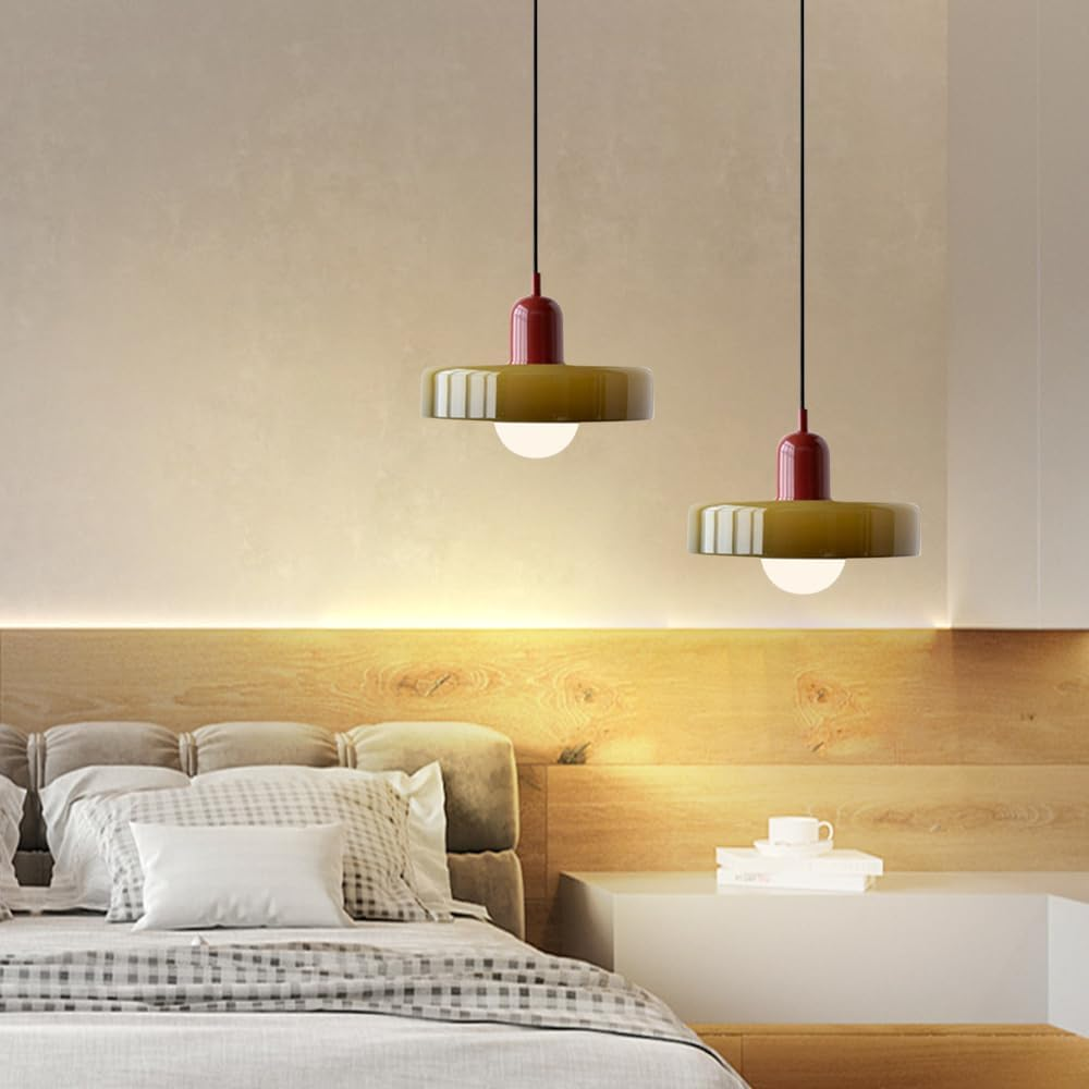 Nordic Hanging Light Glass Pendant Lighting Ceiling Fixture round Small Chandelier Ceiling Lamp Modern Single Suspended Lights for Dining Room Kitchen Island Cafe Bar Star of Light image number 4