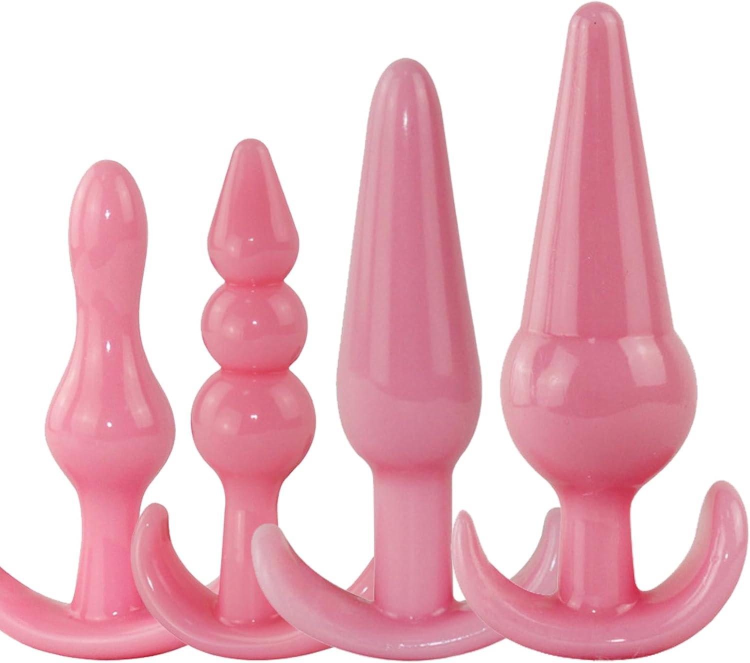 Mineens Anal Training Kit with 4 Silicone Butt Plugs - Graduated Sizes for Beginners and Advanced Users, Prostate Massager for Men and Women Sex Toy (Black)