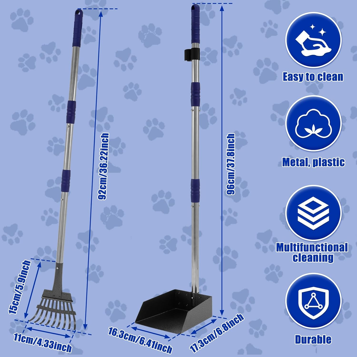 Long Handle Pooper Scooper,Pet Pooper Scoope Set,Pooper Scooper Tool,Poop Scoop Set,Dog Pooper Scooper Set,Pet Waster Scooper for Pet Waste Removal on Grass Dirt and Gravel image number 3