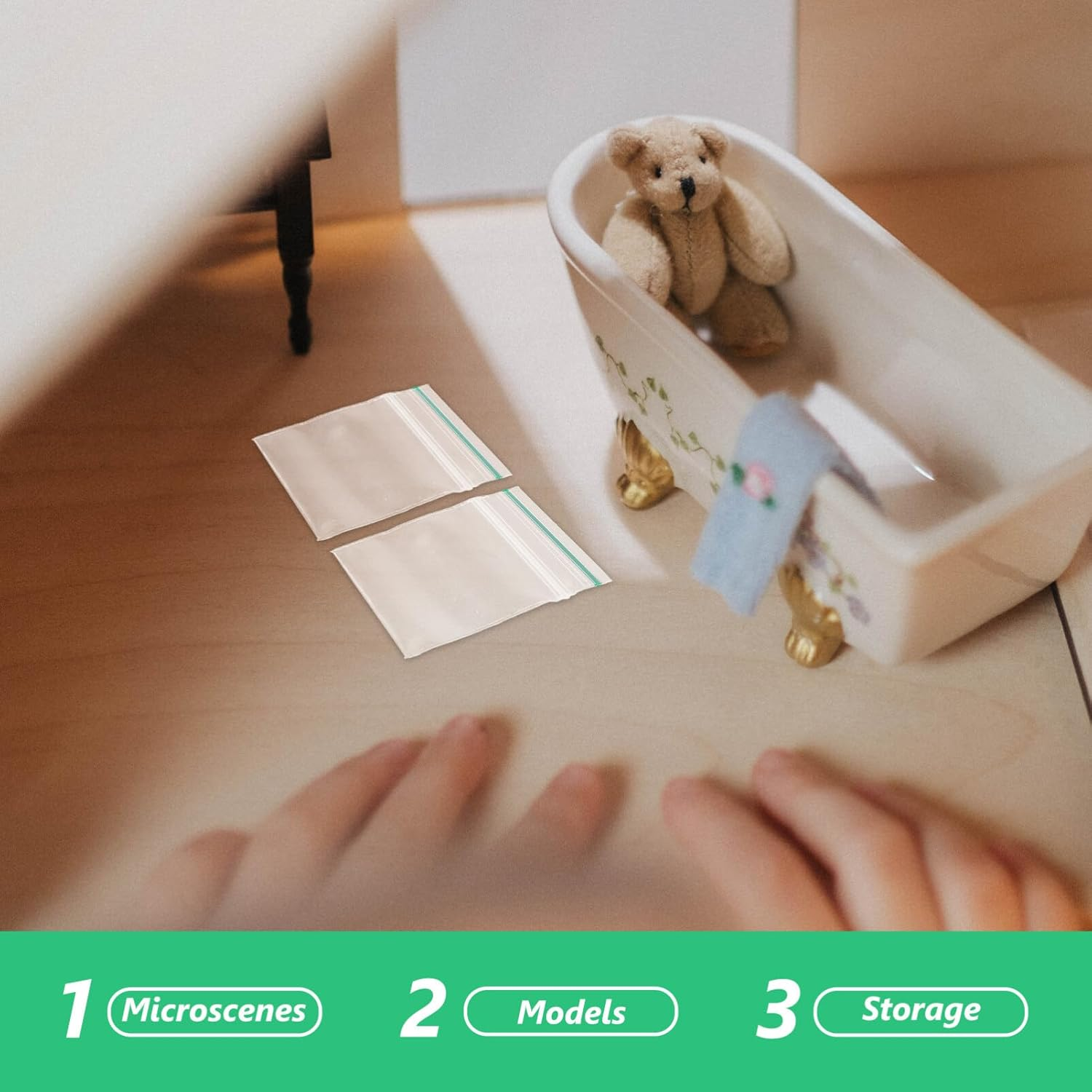 UPKOCH Mini Storage Bags 100 Pack Clear Zip Lock Pouches 1.57X1.22In Mini Sealing Storage Pouches for Dollhouse Accessories Small Item Organization and Stall Use image number 2