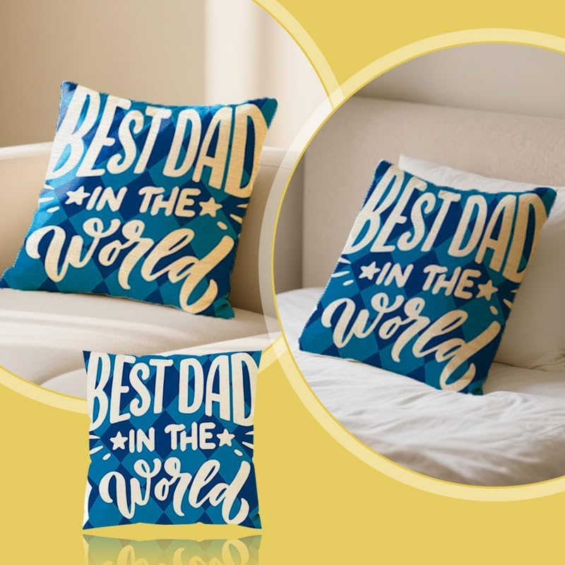 Fathers Day Cushion Covers Pillow for Dad Gift from Daughter Son 18X18Inch Best Dad in the World Throw Pillow Covers for Father Papa Birthday Christmas Pillowcasefor Home Sofa Bed Decor Ornaments image number 4