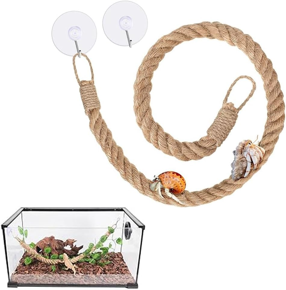 Hermit Crab Toys Hermit Crab Climbing Jute Rope Ladder with Hooks Hermit Crab Toys Reptile Tank Terrarium Accessories Habitat Decor for Hermit Crab Lizards Geckos Snakes (1 Pcs,23.6 Inch) image number 3