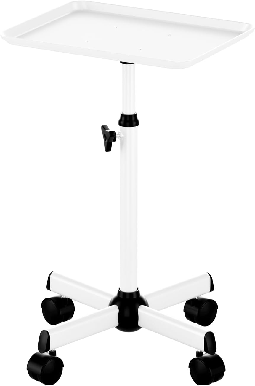 Premium Salon Trolley on Wheels - Rolling Cart for Tattoo, Hairdresser, Spa Clinic Storage - White - Black image number 5