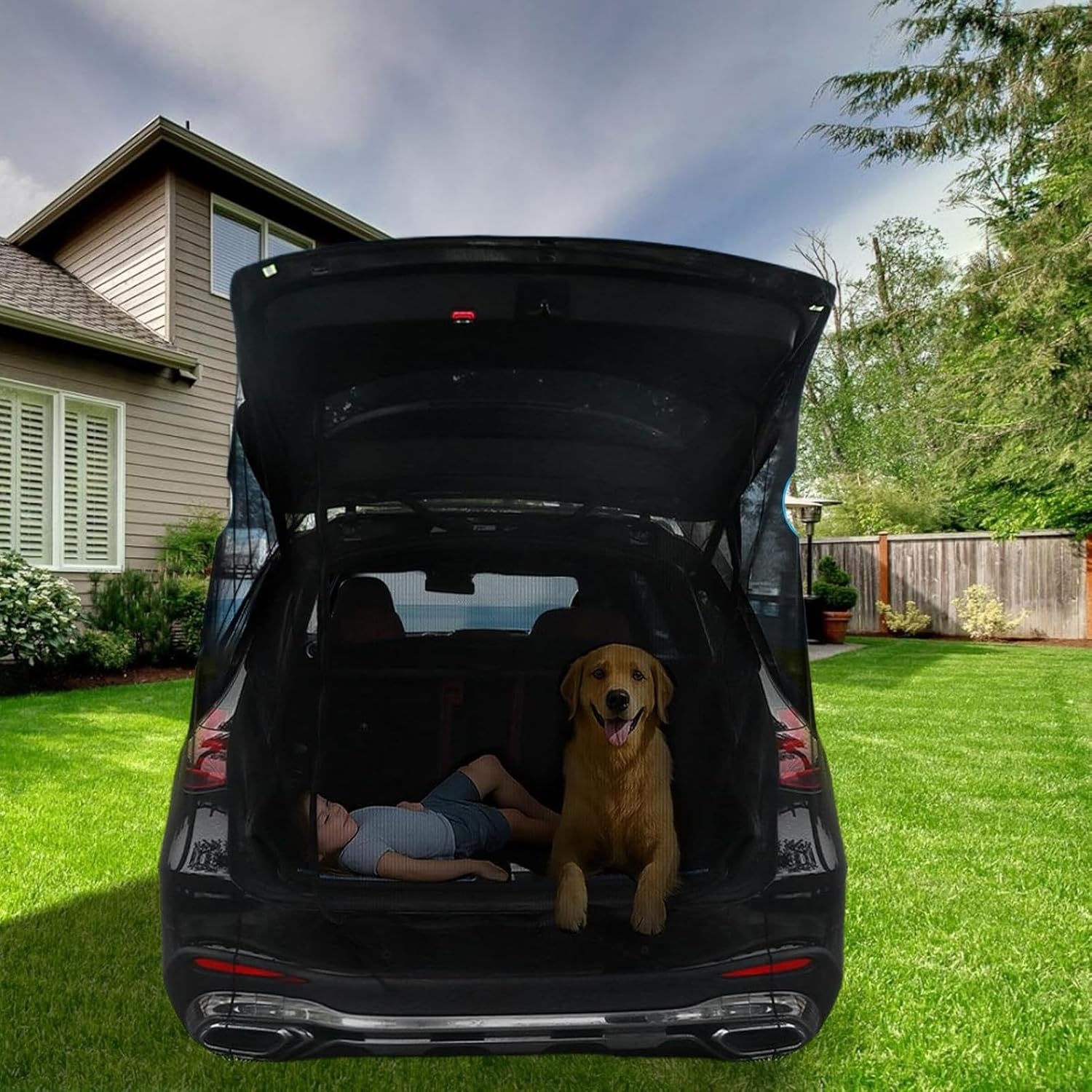 Tent Tailgate Shelter - Car Awning Camping Sun Shelter | Car Awning Tent | Anti-Gnat Mesh Cover Ventilation for Tailgate Setups Toilet Privacy for Beach Roadside RV Truck Bed Long Travel - 185X205Cm image number 2