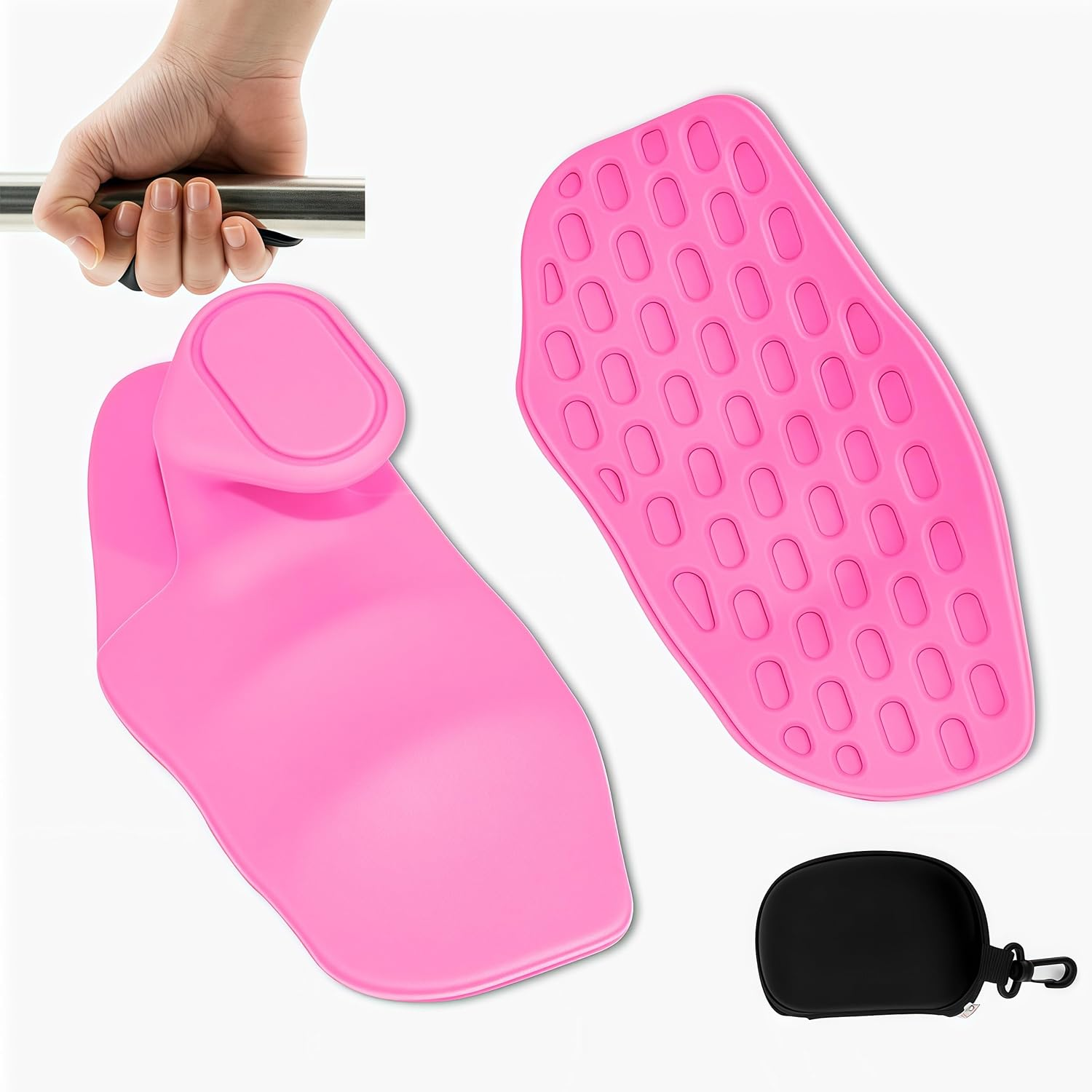 Rubber Gym Grips Fingerless Workout Grips - Ergonomic Rubber Hand Protector Gloves for Weight Lifting, Pull-Ups, Gym Training and Exercise, for Men and Women