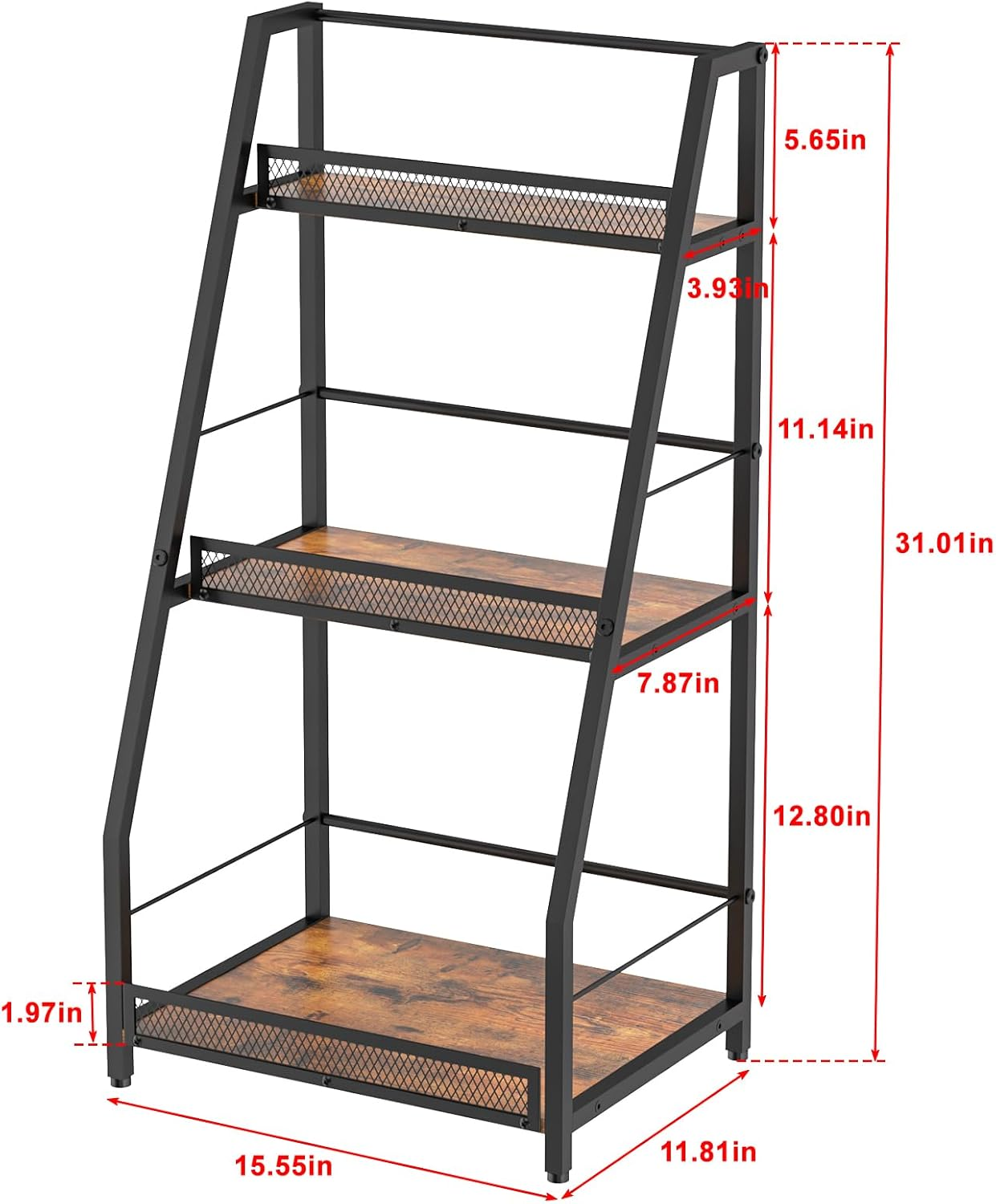 3-Tier Trapezoid Liquor Stand for Home Bar, Stepped Wine Rack Freestanding Floor for Liquor Whiskey Wine, Versatile Corner Wine Bottle Display Stand with Fences, Vintage Brown（Patent Pending） image number 2