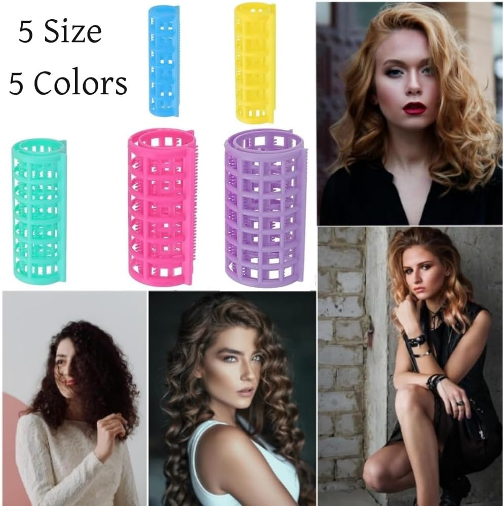 Fabselection Hair Roller Plastic Hair Roller No Heat Curlers Clips,Plastic Hair Rollers Curlers,Plastic Hair Rollers Curlers Snap on Rollers Self Grip Rollers,Hair Rollers Curlers image number 3