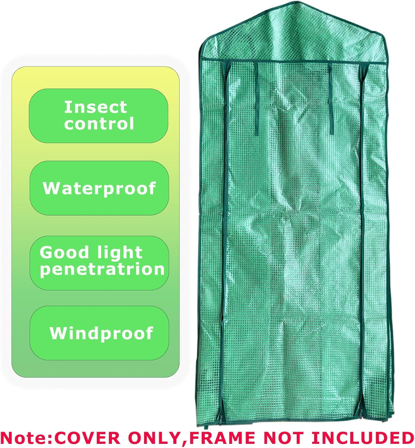 4-Tier Greenhouse Replacement Cover Clear PE Greenhouse Replacement Cover with Roll-Up Zipper Door - 27" L X 19" W X 61" H(Cover Only) PLGH704PEGC image number 6