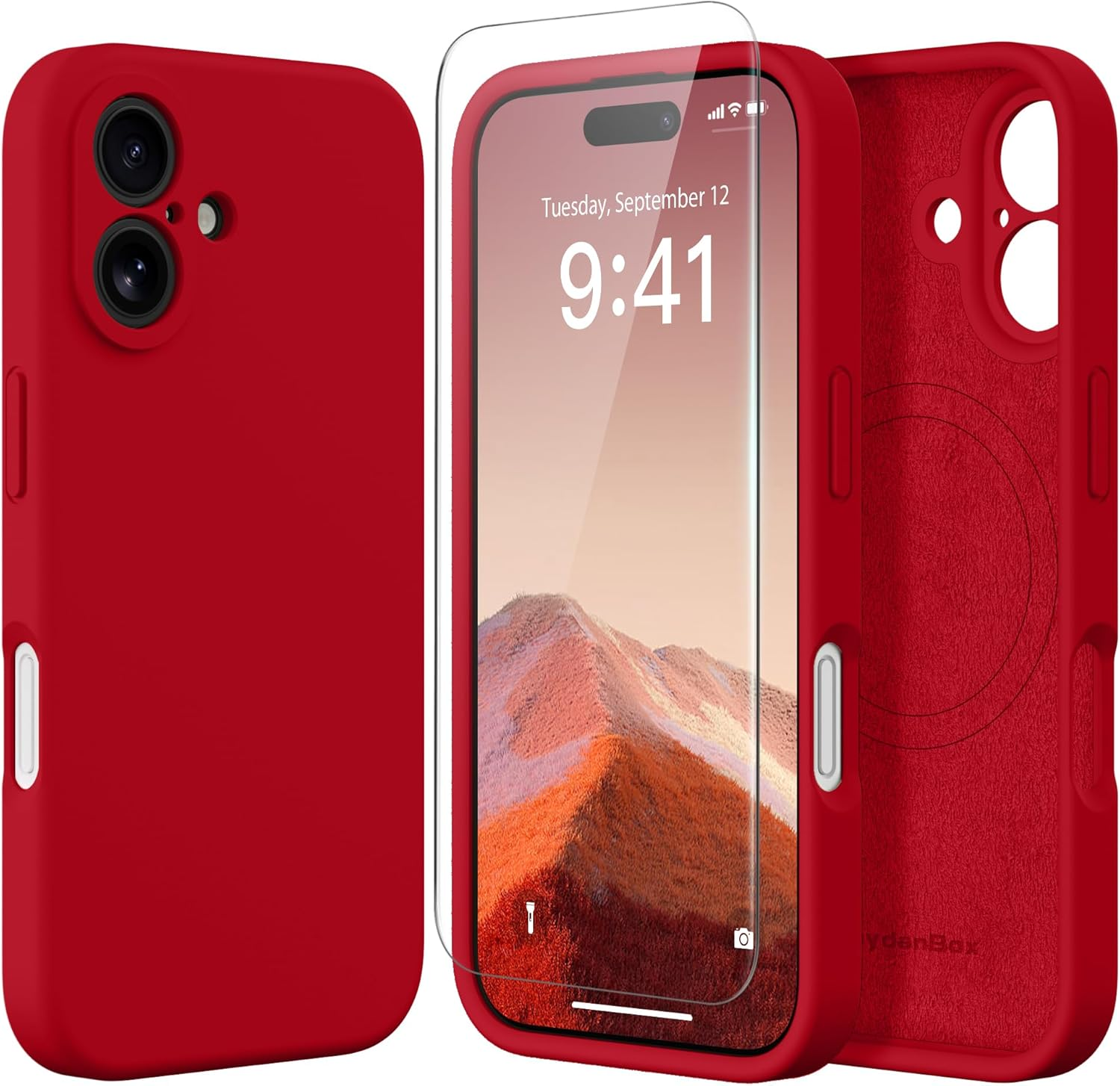 Suydanbox Magnetic for Iphone 16 plus Case, Compatible with Magsafe, [Full Camera Protection][Screen Protector] Silicone Shockproof Protective Phone Case for Iphone 16 plus 6.7", Red - Alpine Green image number 7