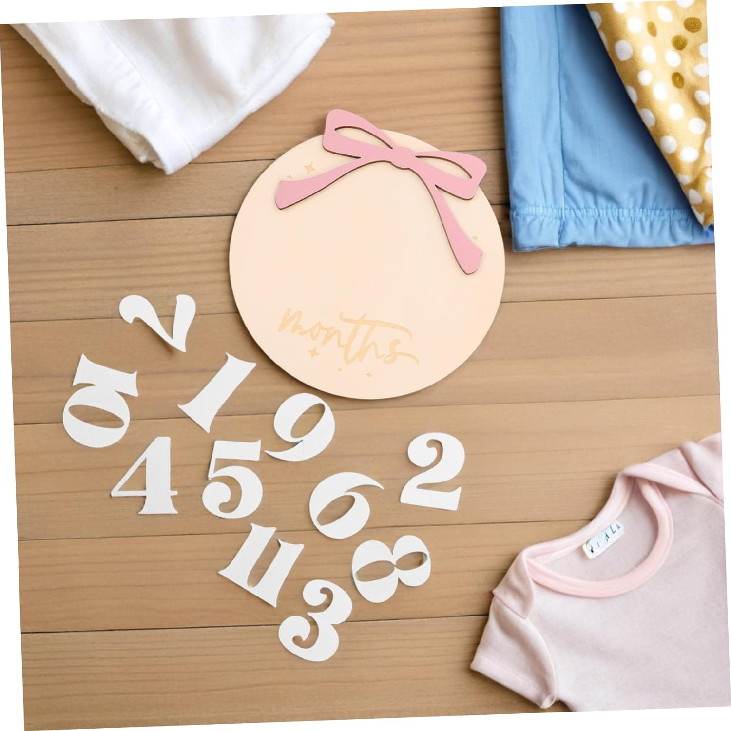 Newborn Calendar Milestone Signs Monthly Wooden Birth Announcement Props for Boy Girl Photoshoots Growth Documentation image number 1
