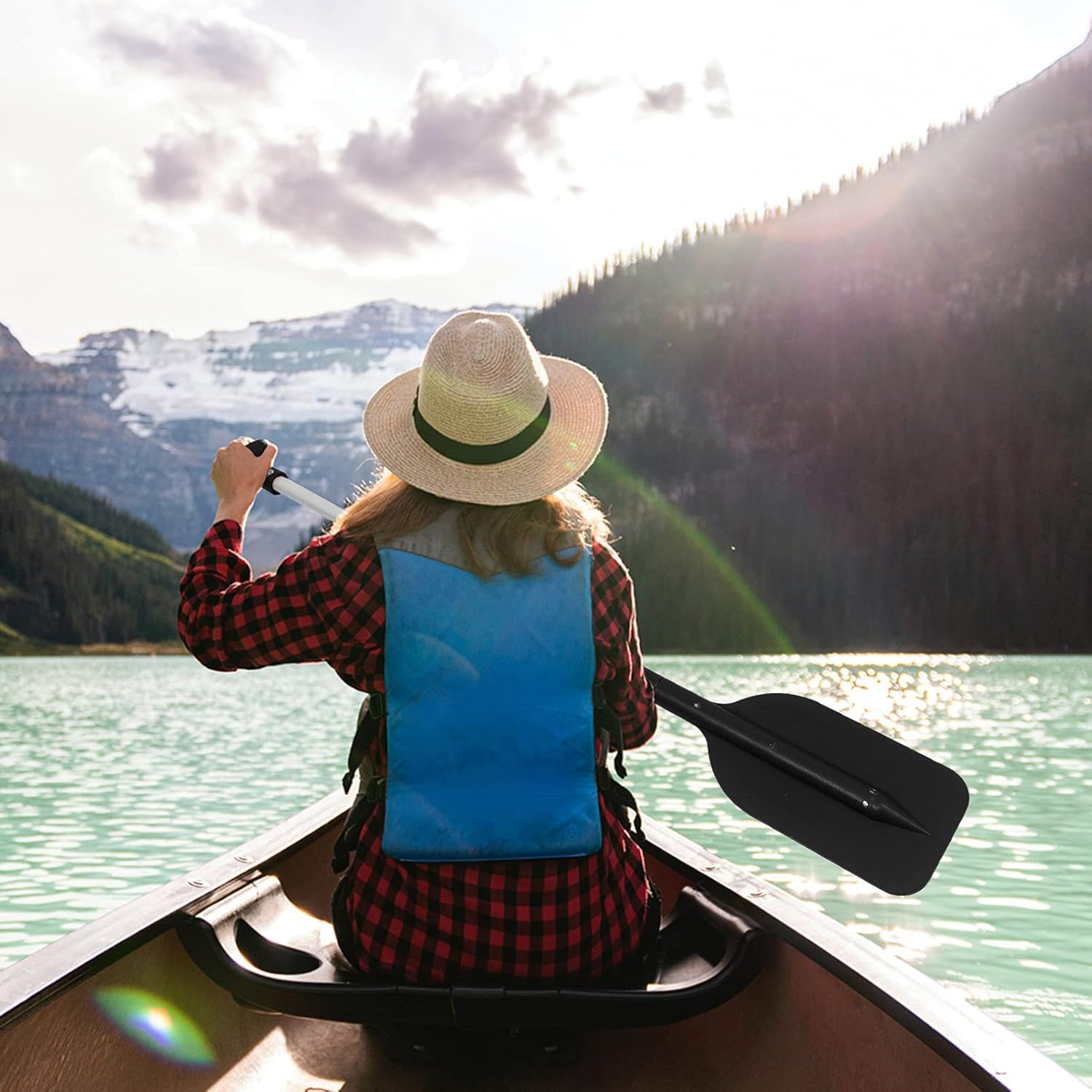 BESPORTBLE Outdoor Accessories Exercise Retractable Paddle Kayak Paddle Aluminum Alloy T- Handle Paddle Water Sports Telescopic Portable Paddle Adjustable Paddles 2Pcs (Black) Kayak Accessories image number 6