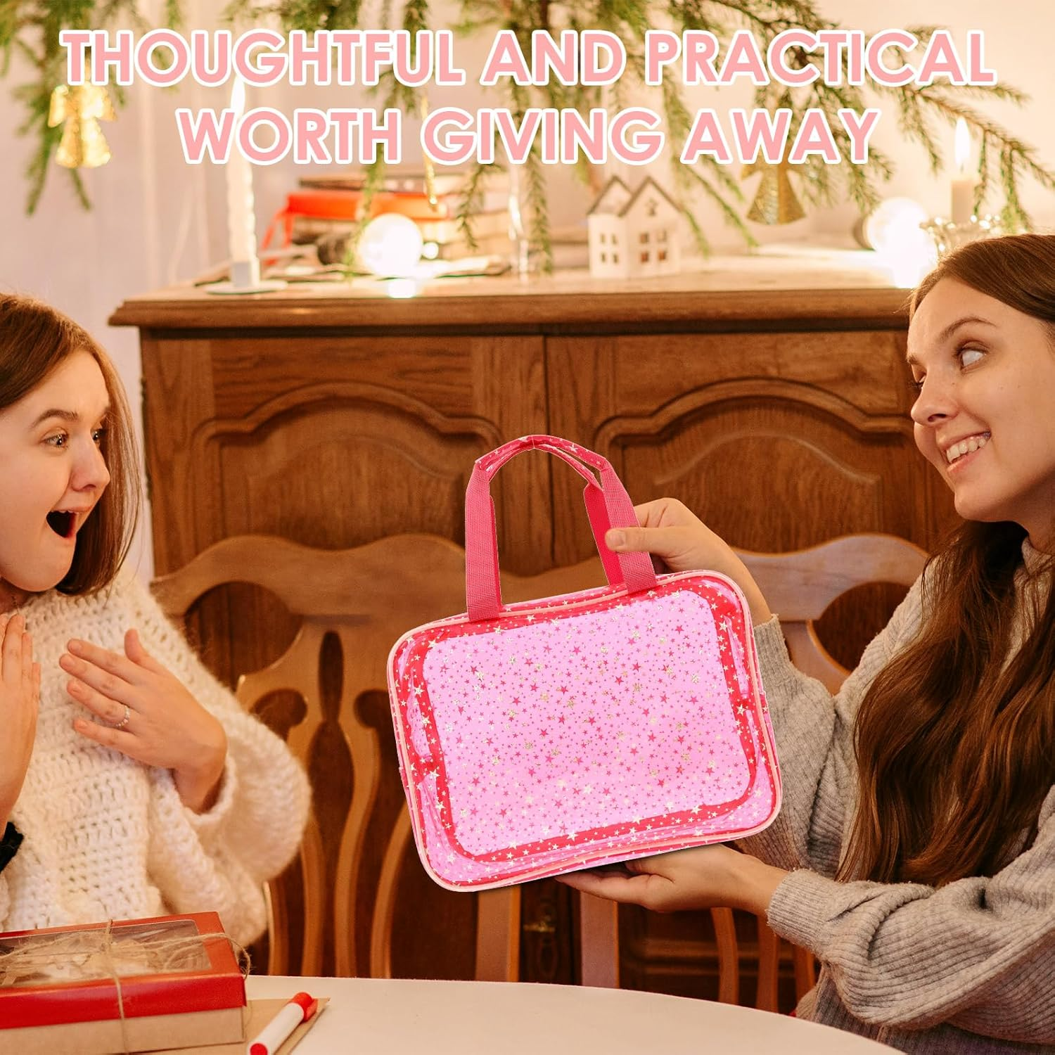 Rdjeokf 2 Pcs Clear Toiletry Bag, PVC Clear Makeup Bag with Handles, Portable Waterproof Travel Makeup Cosmetic Organizer, Carry on Airport Airline Compliantbag for Traveling Men Women image number 1