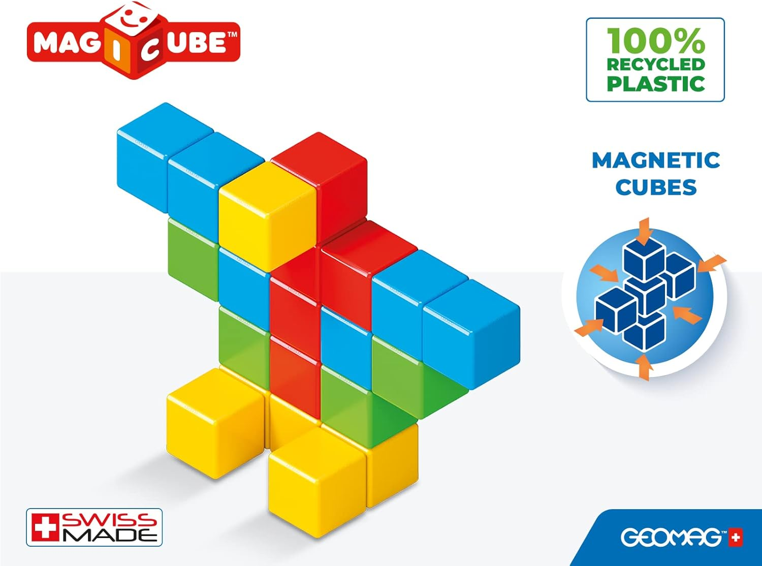 Geomag Magicube - 24 Cubes - Magnetic Construction for Children - Green Collection - 100% Recycled Plastic Educational Toys image number 2