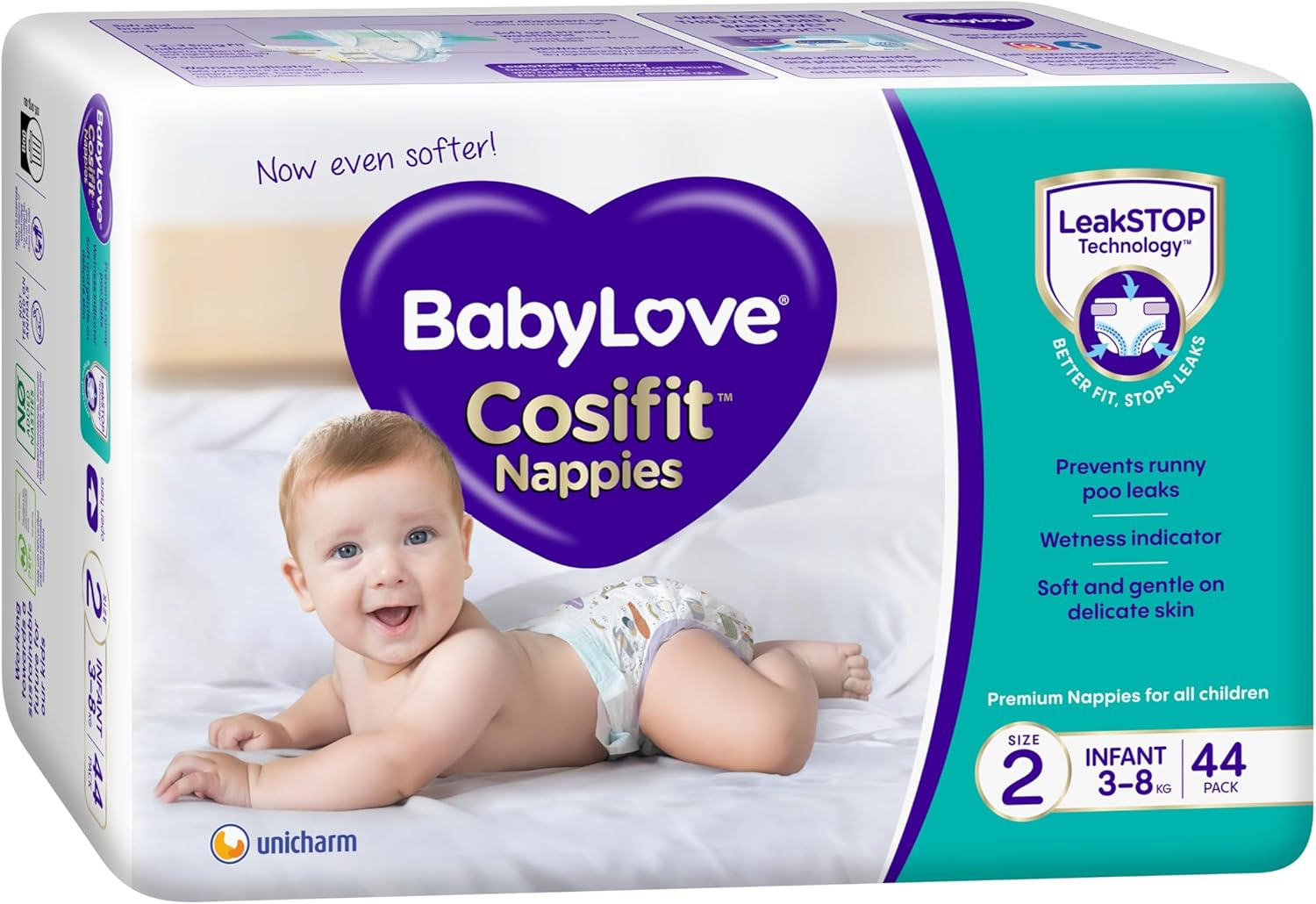 Babylove Cosifit Nappies Size 2 (3-8Kg) | 88 Pieces (2 X 44 Pack) image number 4