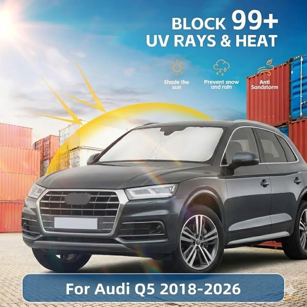 Windshield Sun Shade for Audi Q5 2018-2025 Double Layer 240T Front Window Shade Custom Fit Q5 SQ5 Premium, Premium Plus, Prestige Crossover SUV Sun Visor Foldable Shade Blocks UV Rays Accessories image number 6