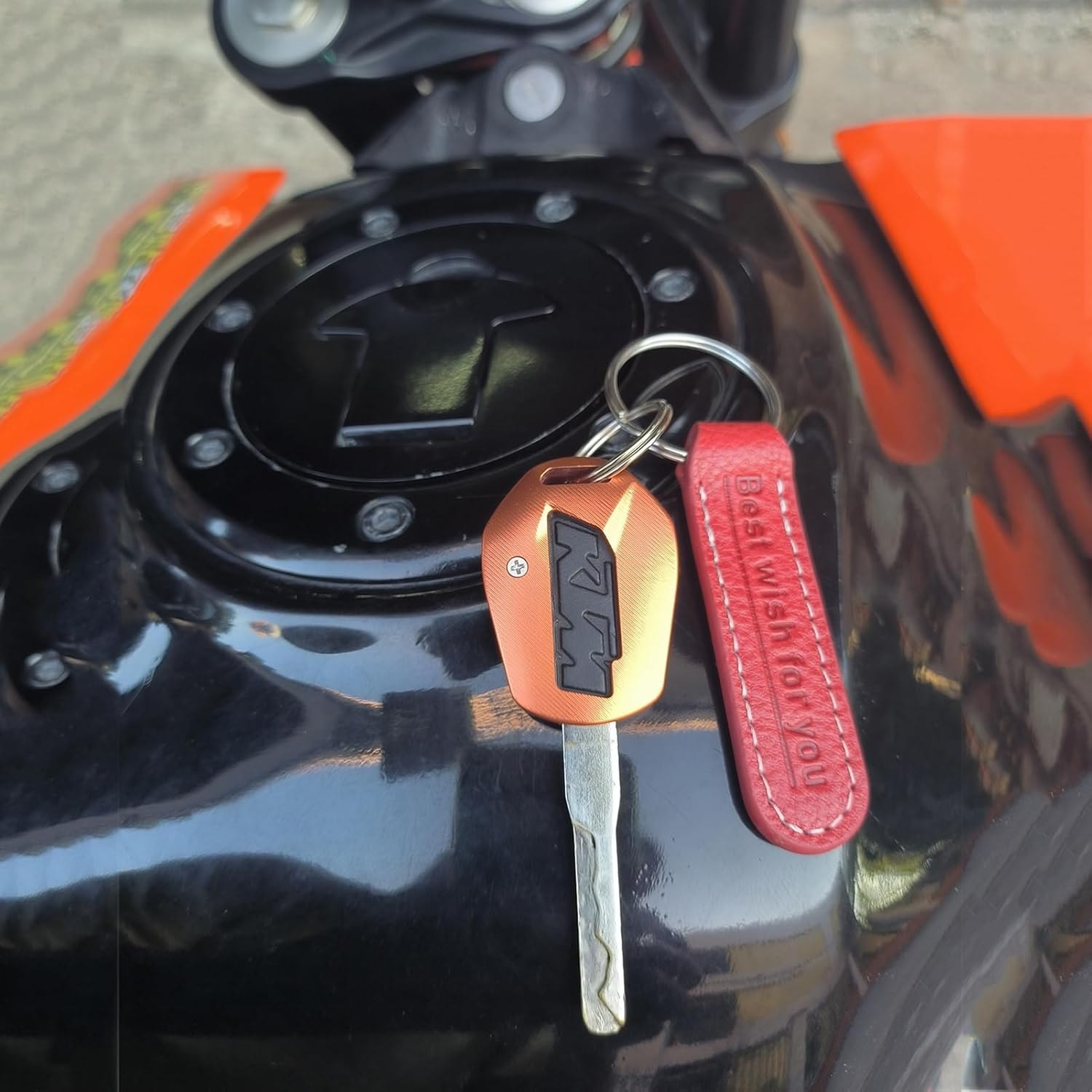 Fullibars Motorcycle Key Cover Compatible with KTM Duke 125/200/250/390/690,RC 125/200/250/390 ADV Aluminum Key Holder Key Chains image number 4