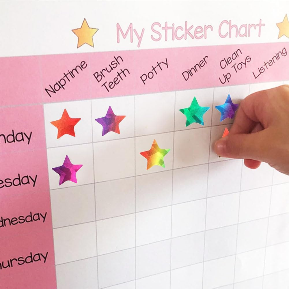 1920 Holographic Rainbow Small Star Stickers for Kids Reward, Gradient Star Stickers Cute Stickers for Crafts Classroom Office, Self-Adhesive Reward Stickers Incentive Stickers for Behavior image number 4