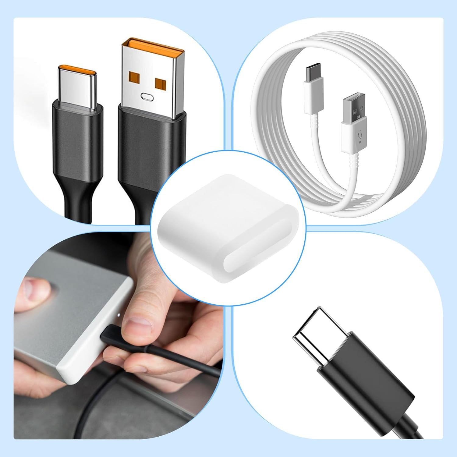 20 Pcs USB C Dust Caps, Transparent Silicone Type C Anti-Dust Plug Charging Port Protector Cover for Any Type-C Charging Male Port image number 2