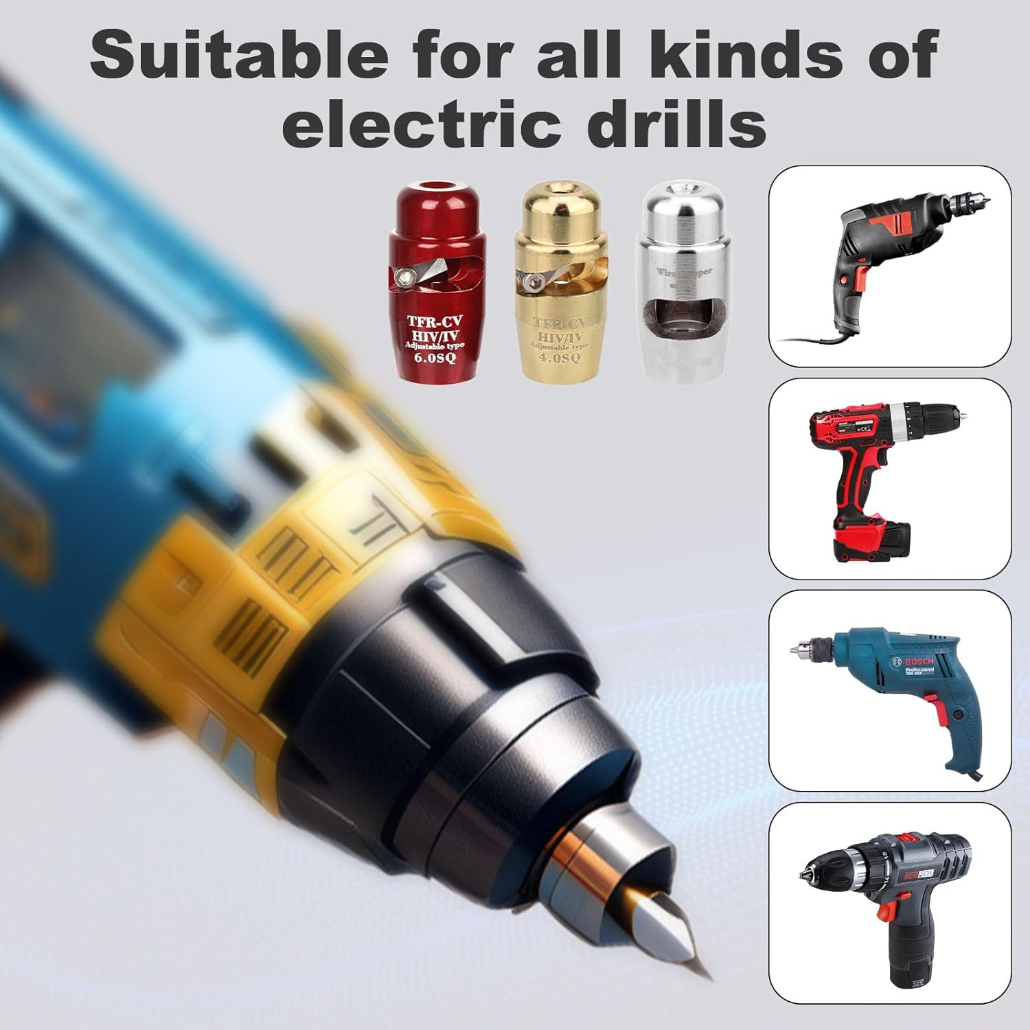 Electric Wire Stripper, 4-In-1 Electrical Wire Stripping and Twisting Tool Best Wire Strippers Wire Stripper Cutter Portable Wire Twist for Drill Fast Wire Stripping image number 6