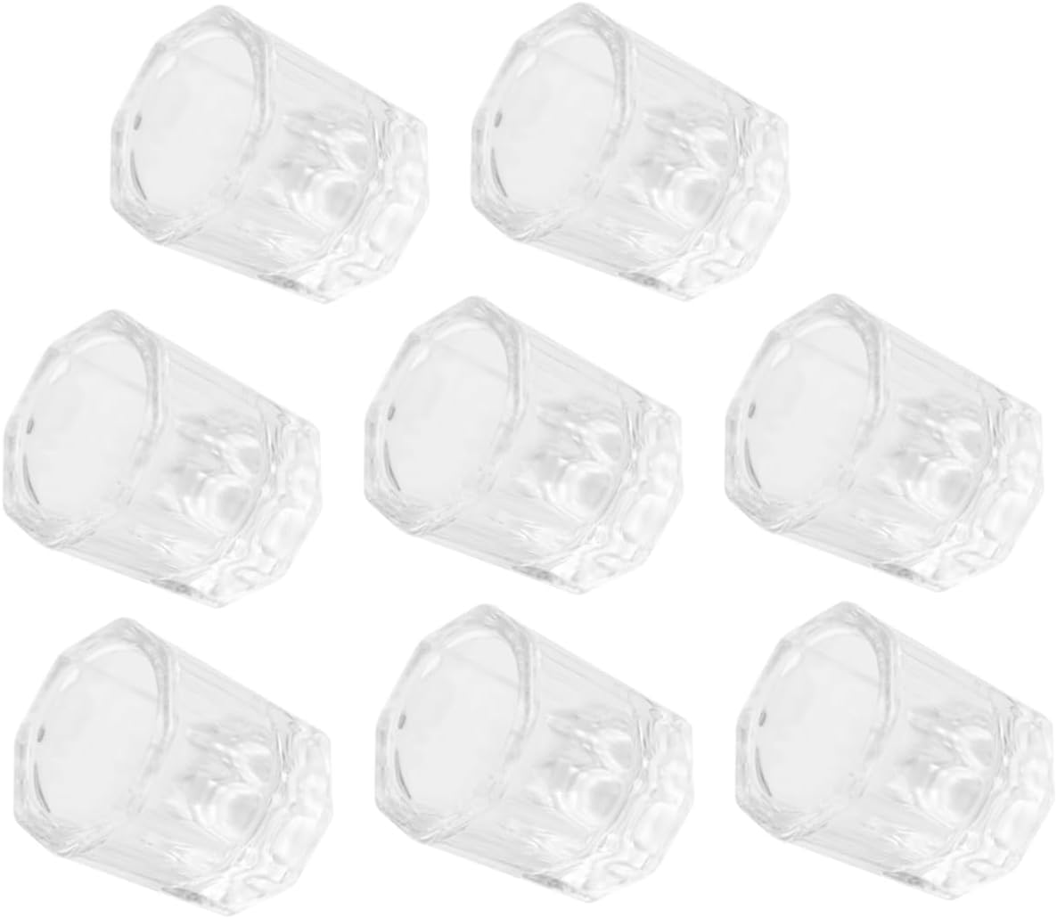 ELAYARD 8Pcs Glass Nail Art Cleaning Cup Durable Manicure Liquid Holder for Nail Pen Washing Thick Base for Stability Mixing and Cleaning