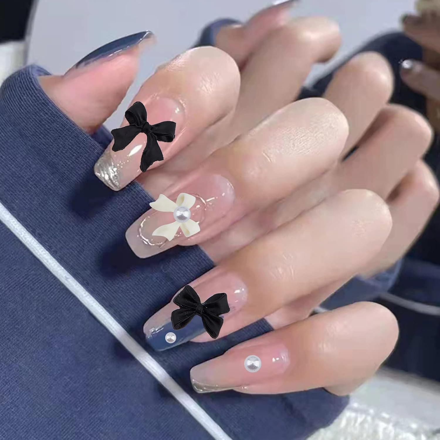 3D Colorful Aurora Bow Nail Art Decoration, Colorful Bow Charms for Nail Art Charms Nail Decorations Set for DIY Jewel Stones Nail Art Manicure Craft Decoration image number 1