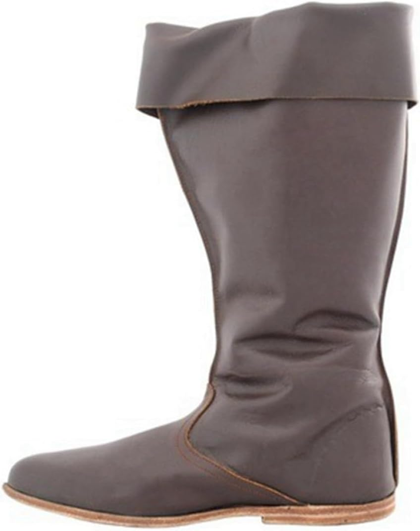 Medieval Pirate Boots for Men'S Renaissance Chic Distressed Boot Vintage Costume Accessories Viking Knight High Boots Pu Leather Western Cowboy Boots Cosplay(Us 5.5, Brown)