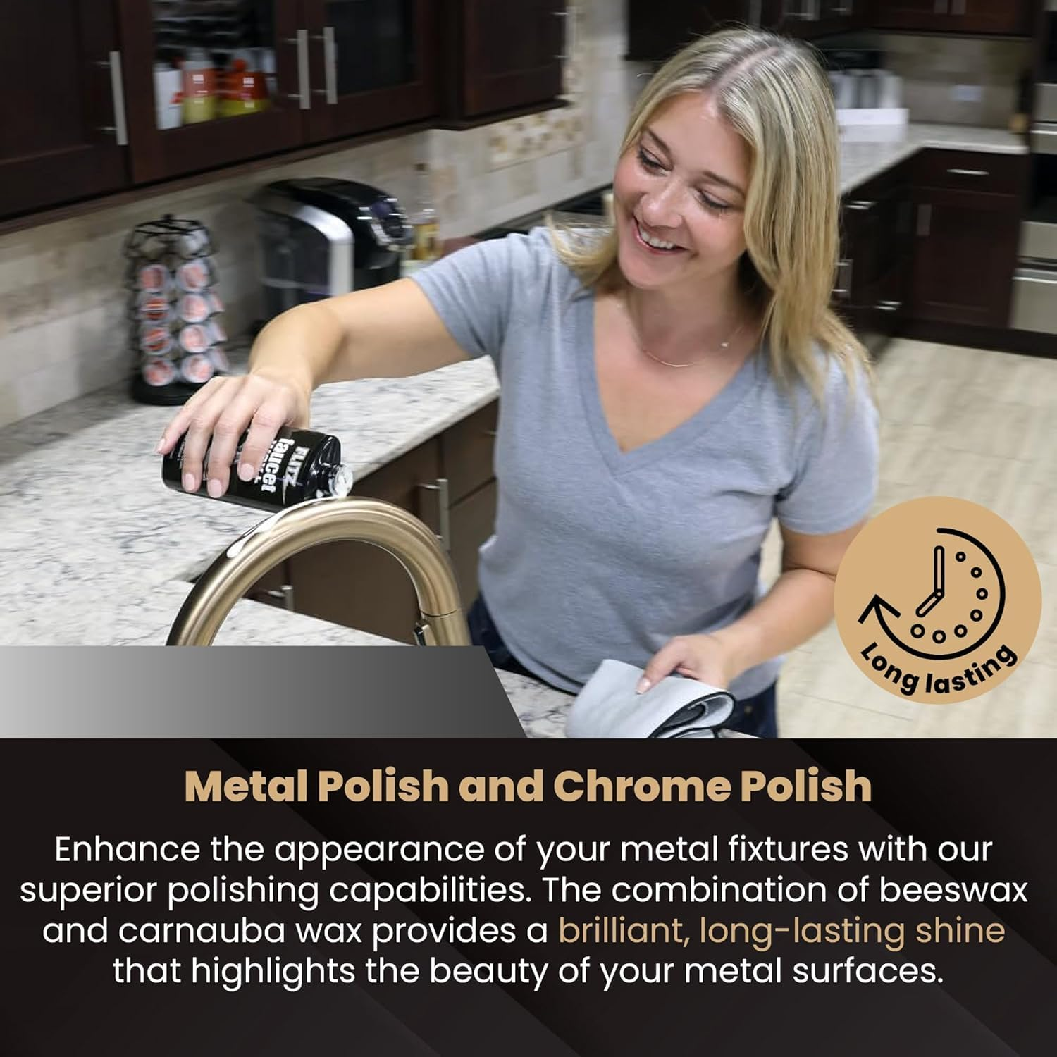 Flitz Faucet Wax, Polish and Sealant Made with Exclusive Carnauba and Beeswax Formula, Leaves No Residue or Scratches, Perfect for Door Hardware, Kitchen and Bathroom, Made in USA, 7.6 Oz - 3 Pack image number 6