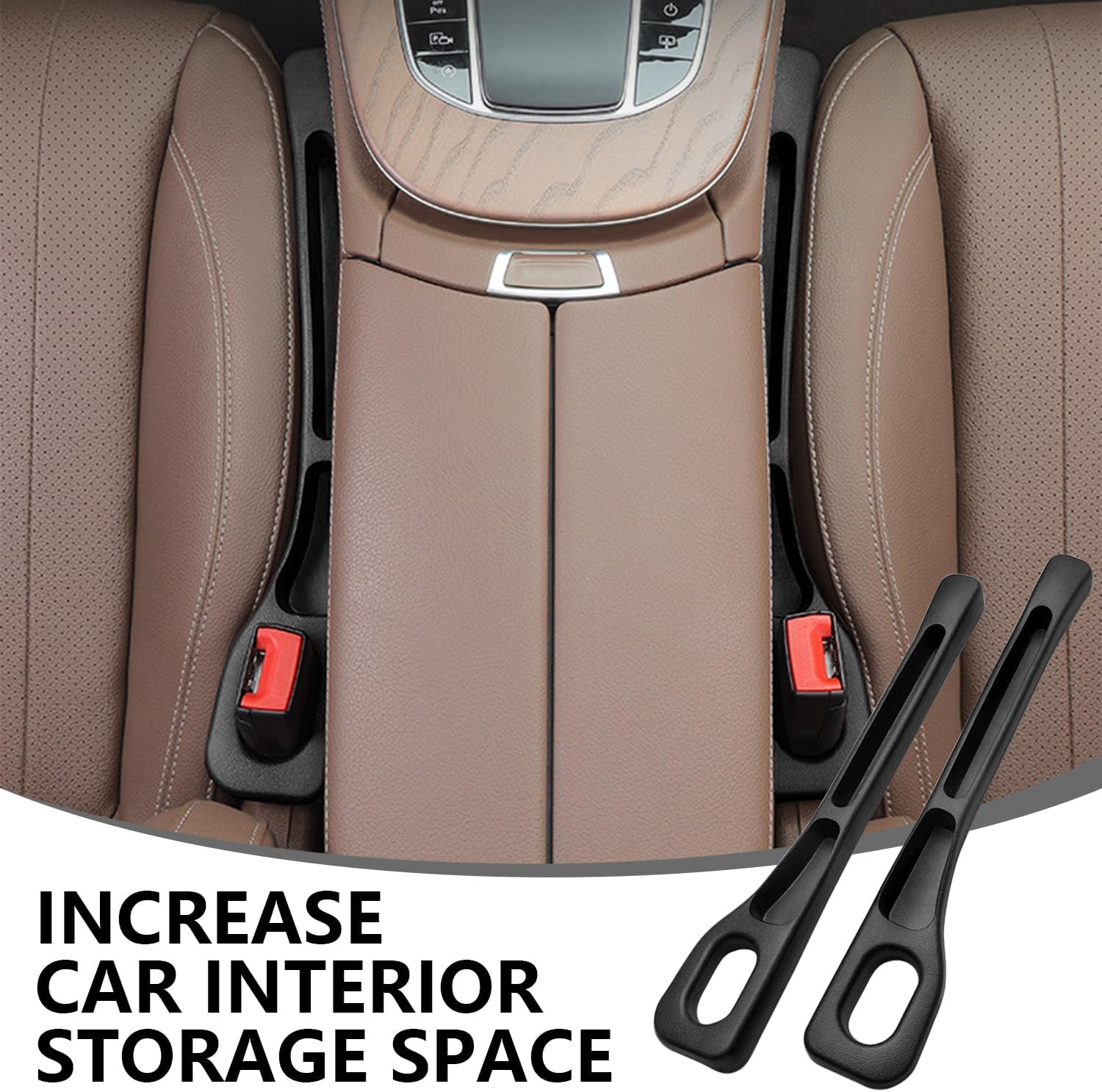 Topbine Car Seat Gap Filler Set，2 Pack Soft Foam Seat Gap Filler，Seat Crevice Blocker Stop Things from Dropping,Car Accessories Gap Filler for Fit Most Vehicles (Black) image number 3