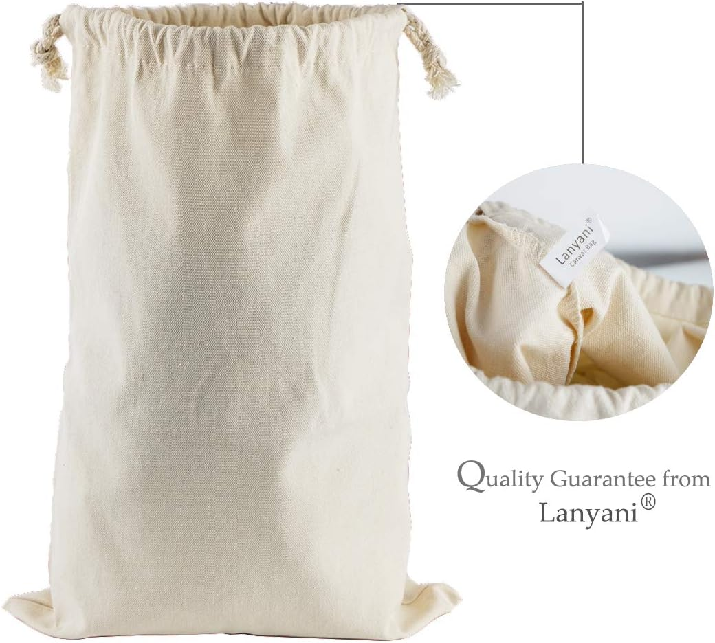 Lanyani 6 Packs Bank Coin Money Cash Bag Sacks, 12" X 17" Canvas Deposit Change Transit Bags with Drawstring, Heavy Duty - Natural image number 3