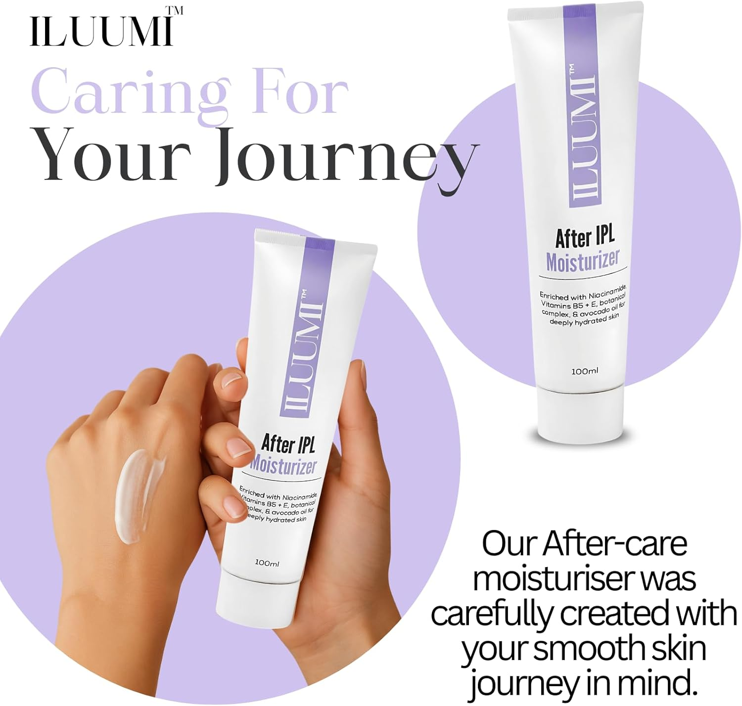 ILUUMI Soothing after IPL Cream, Cooling Moisturiser for Post Laser/Ipl Hair Removal, Aloe Vera & Natural Extracts, Hydrating Skin Repair Moisturiser for Women& Men, Face & Body Use, 100Ml/3.38 Fl Oz. image number 4