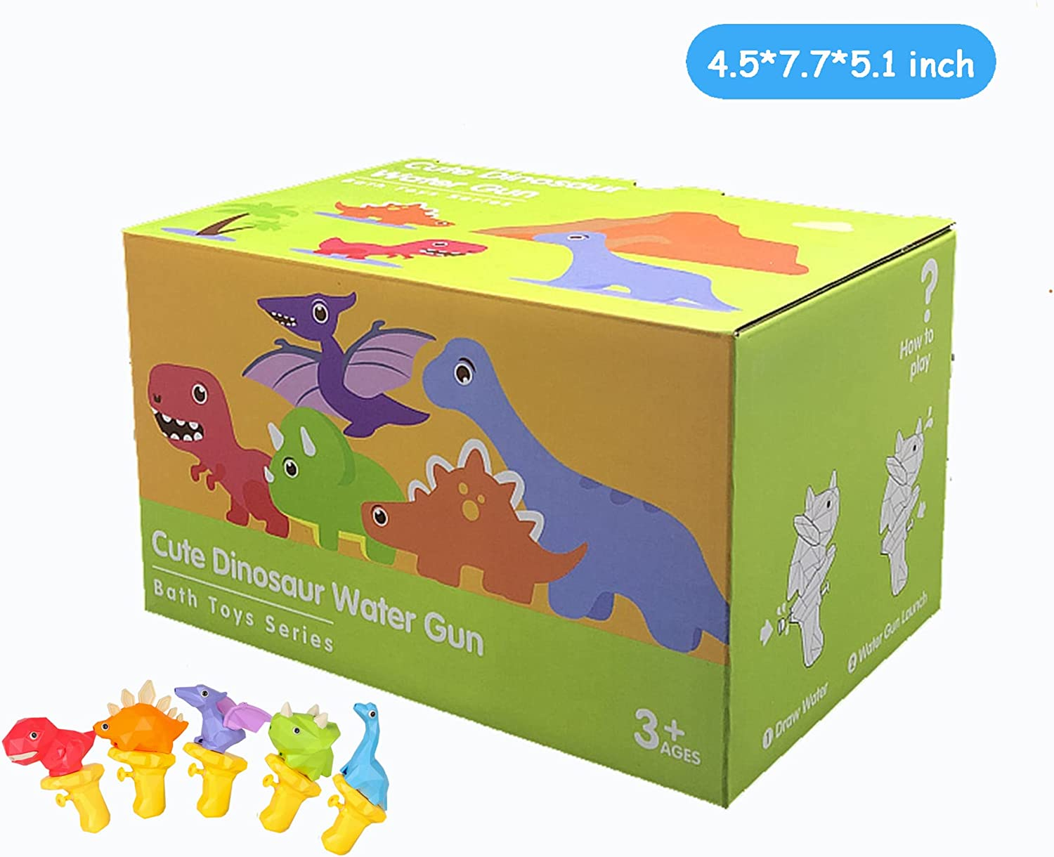 5 Pcs Water Squirt Guns for Kids, Small Dinosaur Water Pistols, Water Blaster Soaker Summer Swimming Pool Beach Party Favor Toys for Boys & Girls Toddlers Age2 3 4 5 6 image number 6