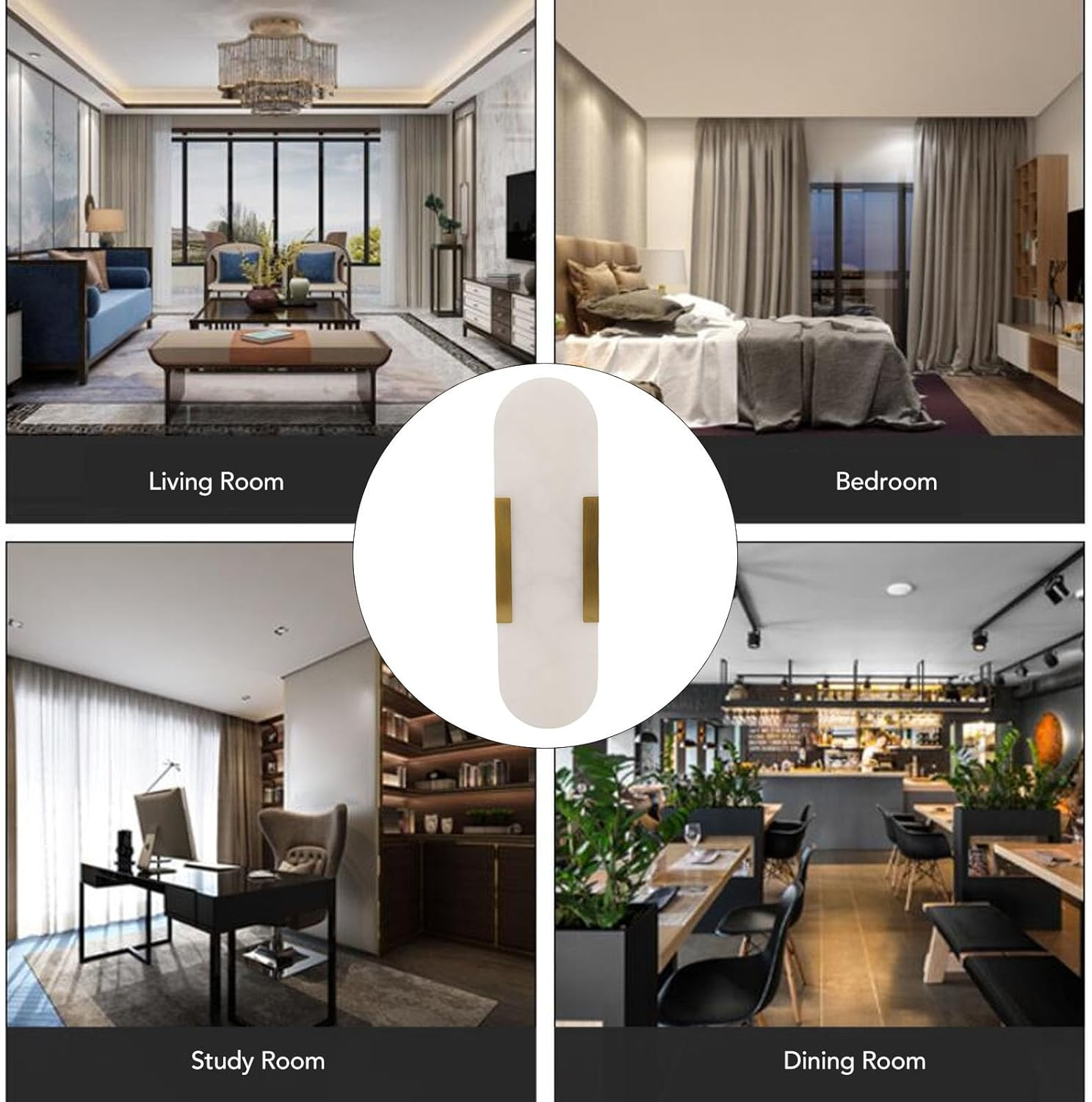 SENECESLI Marble Wall Sconces, Modern Wall Lamp with 3000K Warm Light Bulb, Wall Mount Lamp for Bedroom Living Room Hallway image number 6