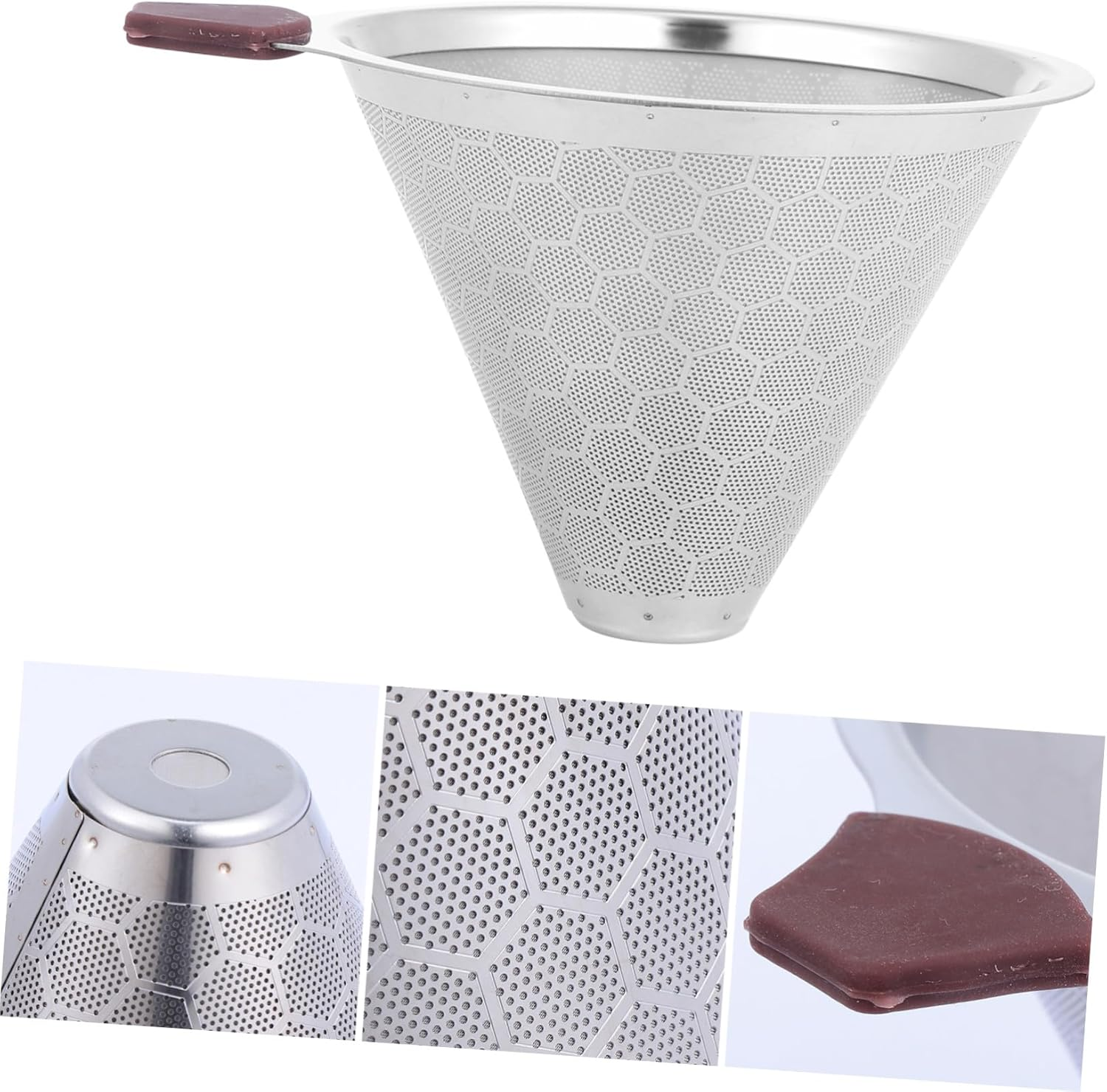 SEWACC Stainless Steel Coffee Filter Dripper Material Cups for Home Tea Brewing and Cafe Shop Use Random Style image number 4