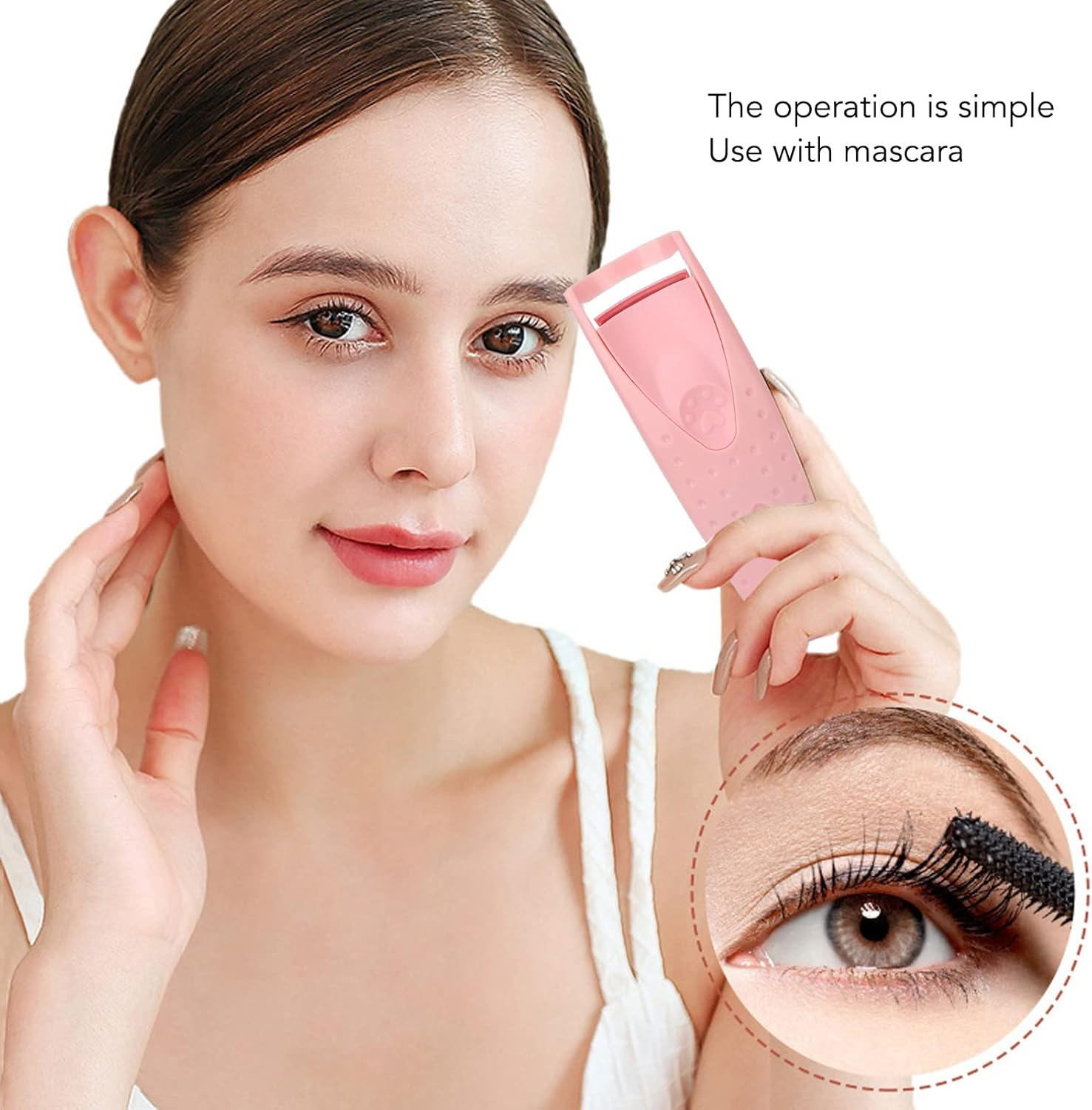 Eosnow Heated Eyelash Curler Electric Lash Curling Tool with Constant Temperature Control Safe Comfortable 50℃ Heating for Women Girls ABS Silicone Type C Charging 4.9 X 1.5In (Pink) image number 1