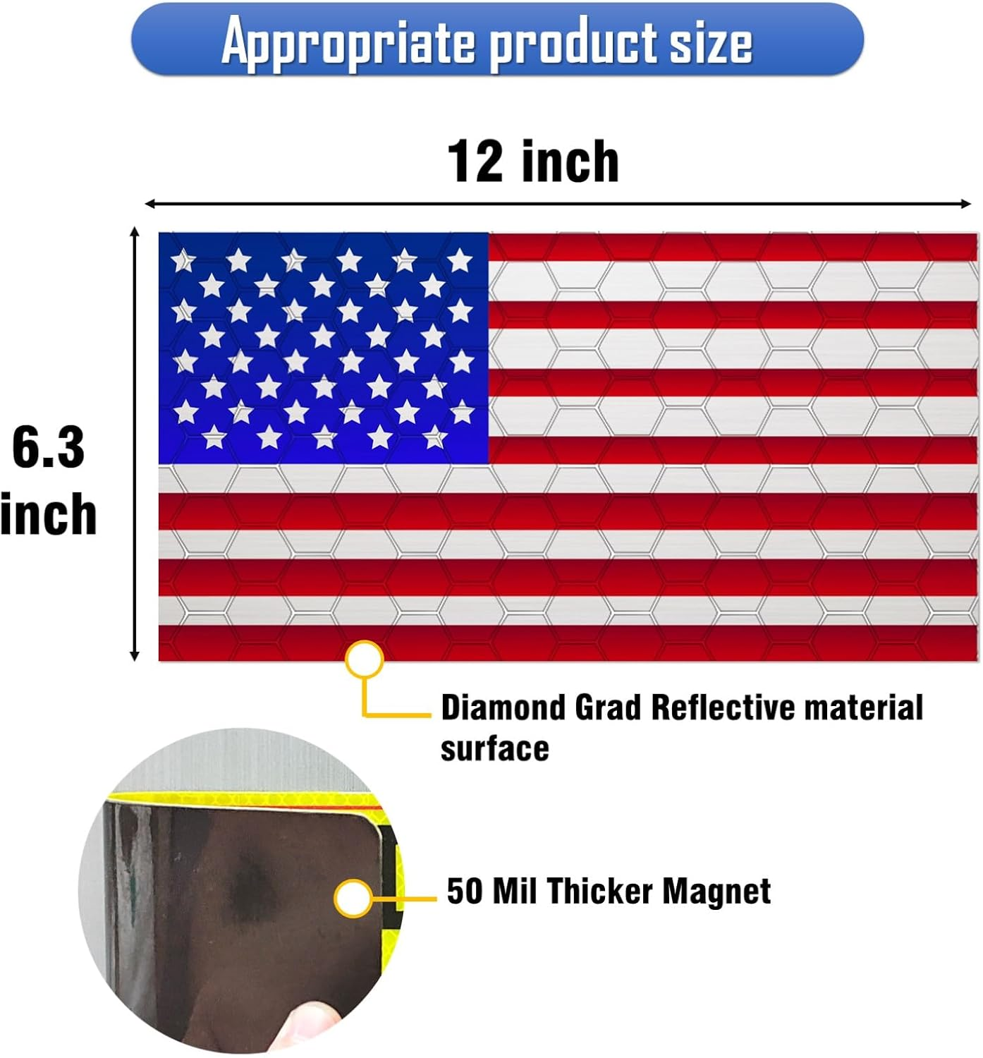 2 Pcs Veteran Flag Vehicle Magnets, American Flag Magnet, High Grip Magnetic Vinyl