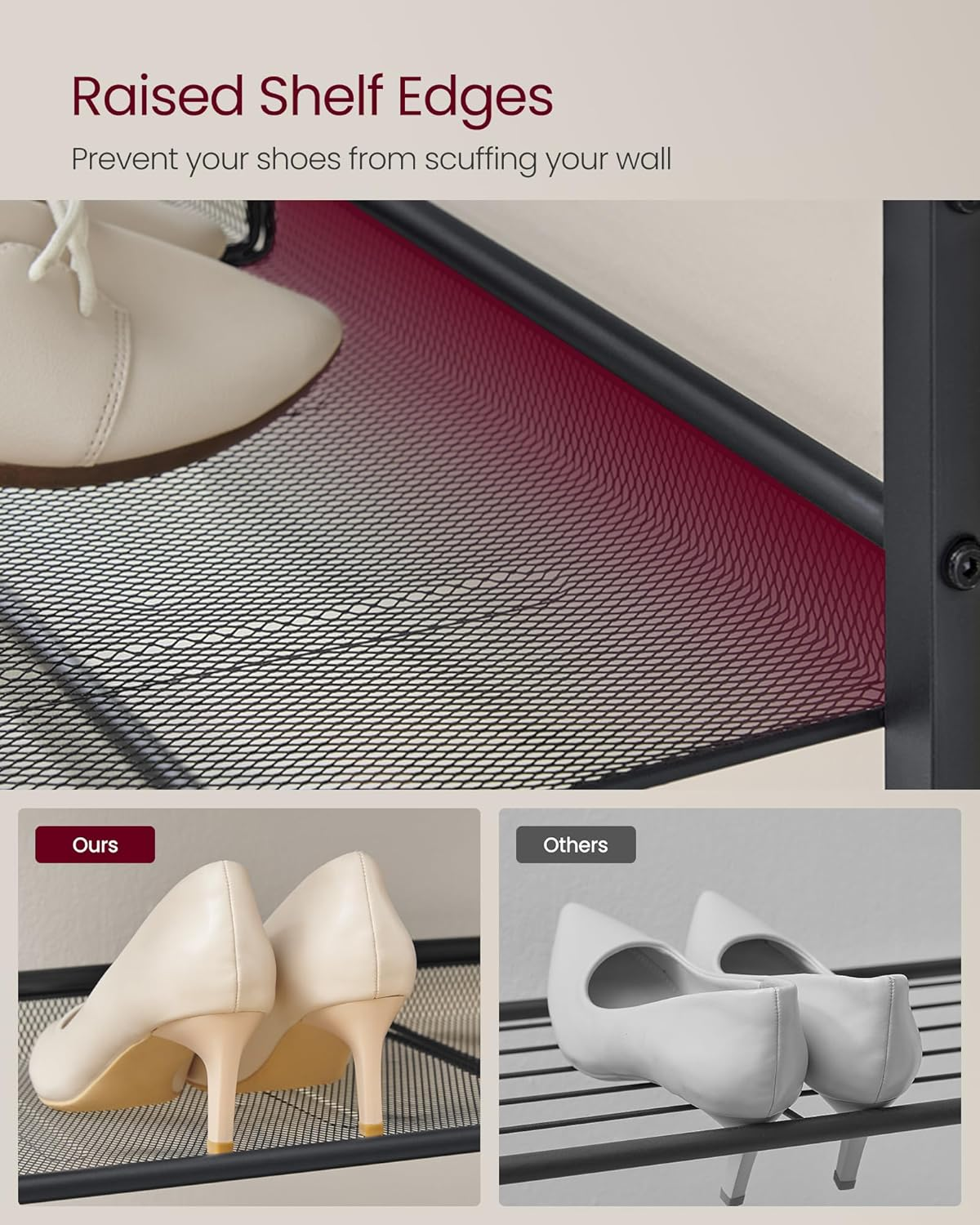 VASAGLE Shoe Rack for Entryway, 5 Tier Shoe Storage Shelves, 16-20 Pairs Shoe Organizer, with Sturdy Wooden Top and Steel Frame, Free Standing, Industrial, Honey Brown and Ink Black ULBS038K01 image number 1