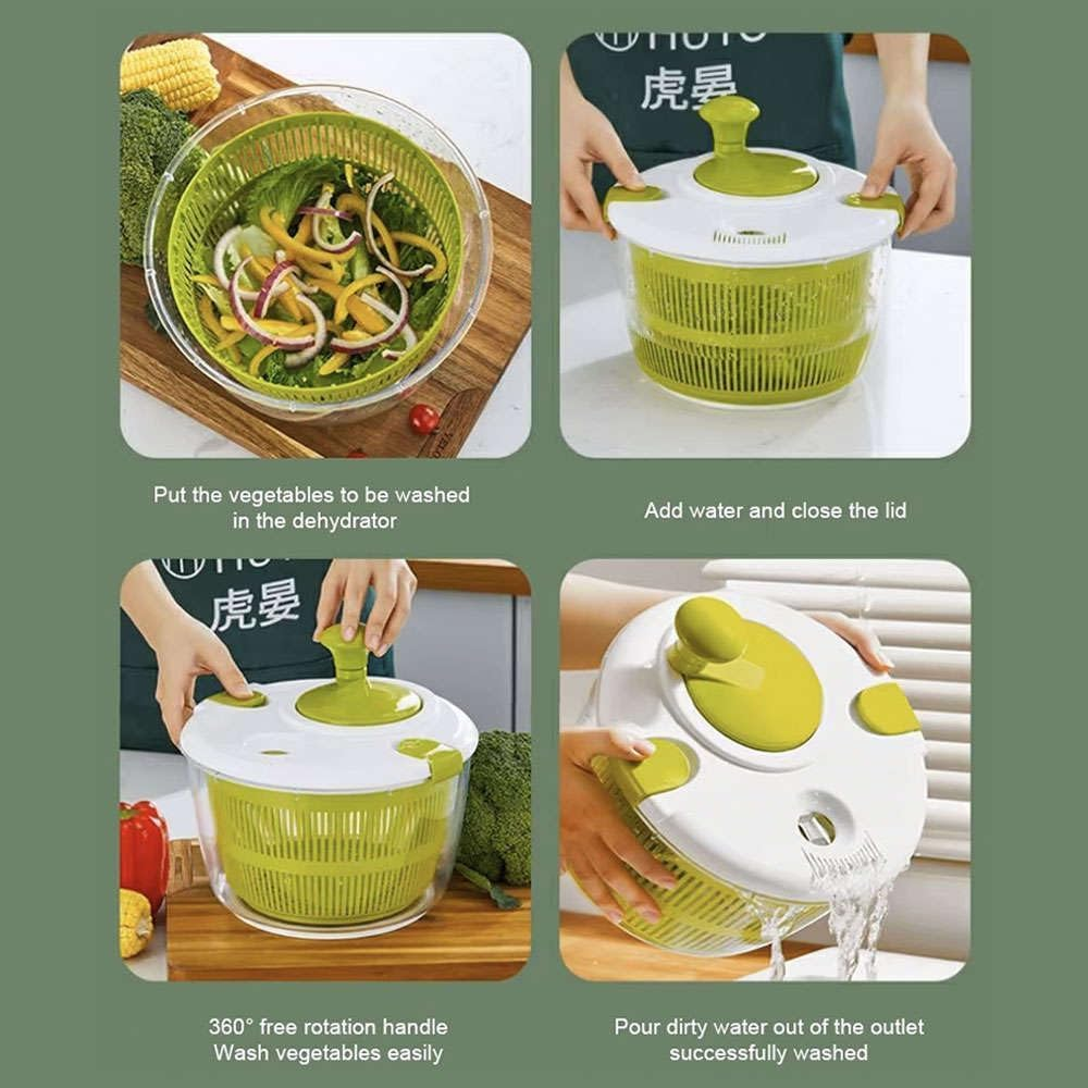 Large 5L Salad Spinner for Lettuce & Greens &ndash; Vegetable Washer & Dryer Easy Spin & Drain with Colander Bowl Fresh Salad Maker & Fruit Cleaner image number 5