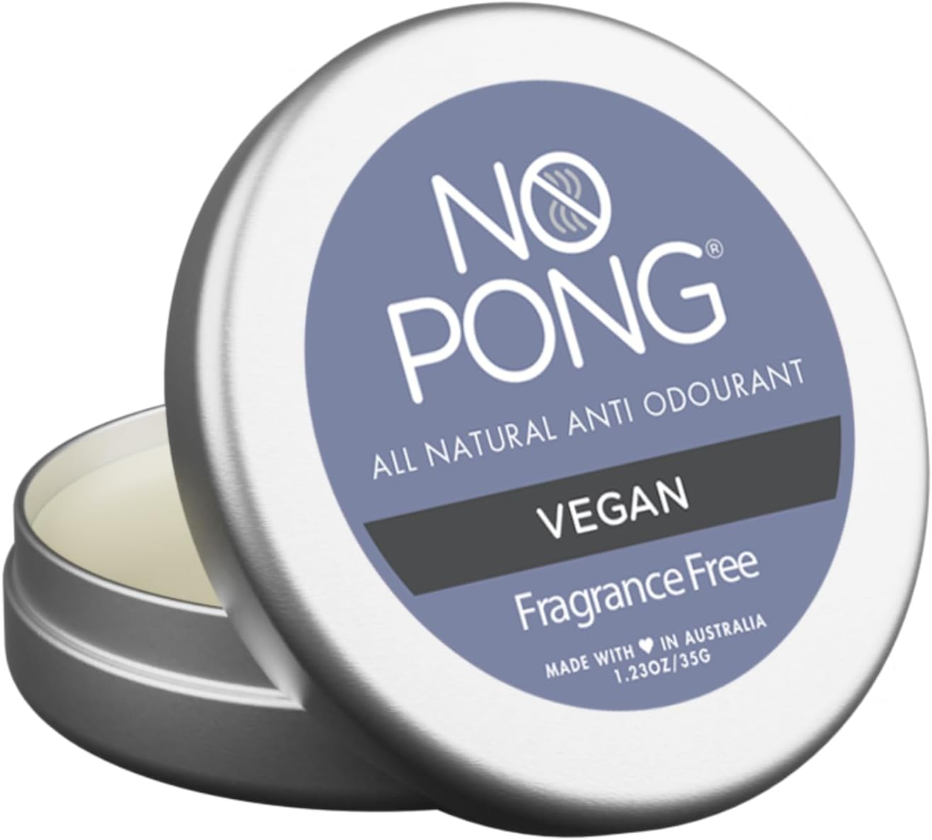 No Pong Vegan All-Natural Deodorant Fragrance-Free, Sensitive. Paraben, Aluminum, Plastic-Free. Made in Australia. 35G. image number 1