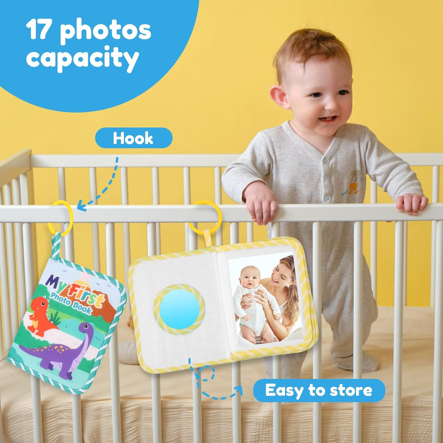 2 Pcs Baby'S My First Family Album,Soft Cloth Baby Photo Album with Safe Mirror,Cute Toddler Family Memory Book, Present Holds 17 6.3''X4.5'' Pictures for Kids Newborn Toddlers image number 4