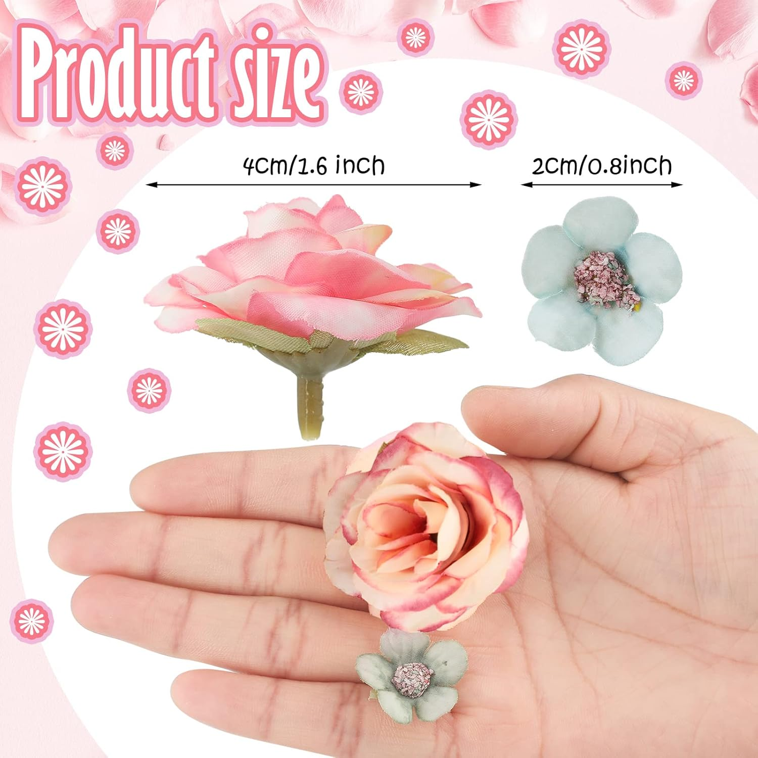 Janinka 174 Pieces Fake Mini Flowers for Crafts Small Silk Artificial Fabric Flowers Bulk for Wedding Decor Party Wreath DIY, 2 Cm 4 Cm, Colorful image number 5